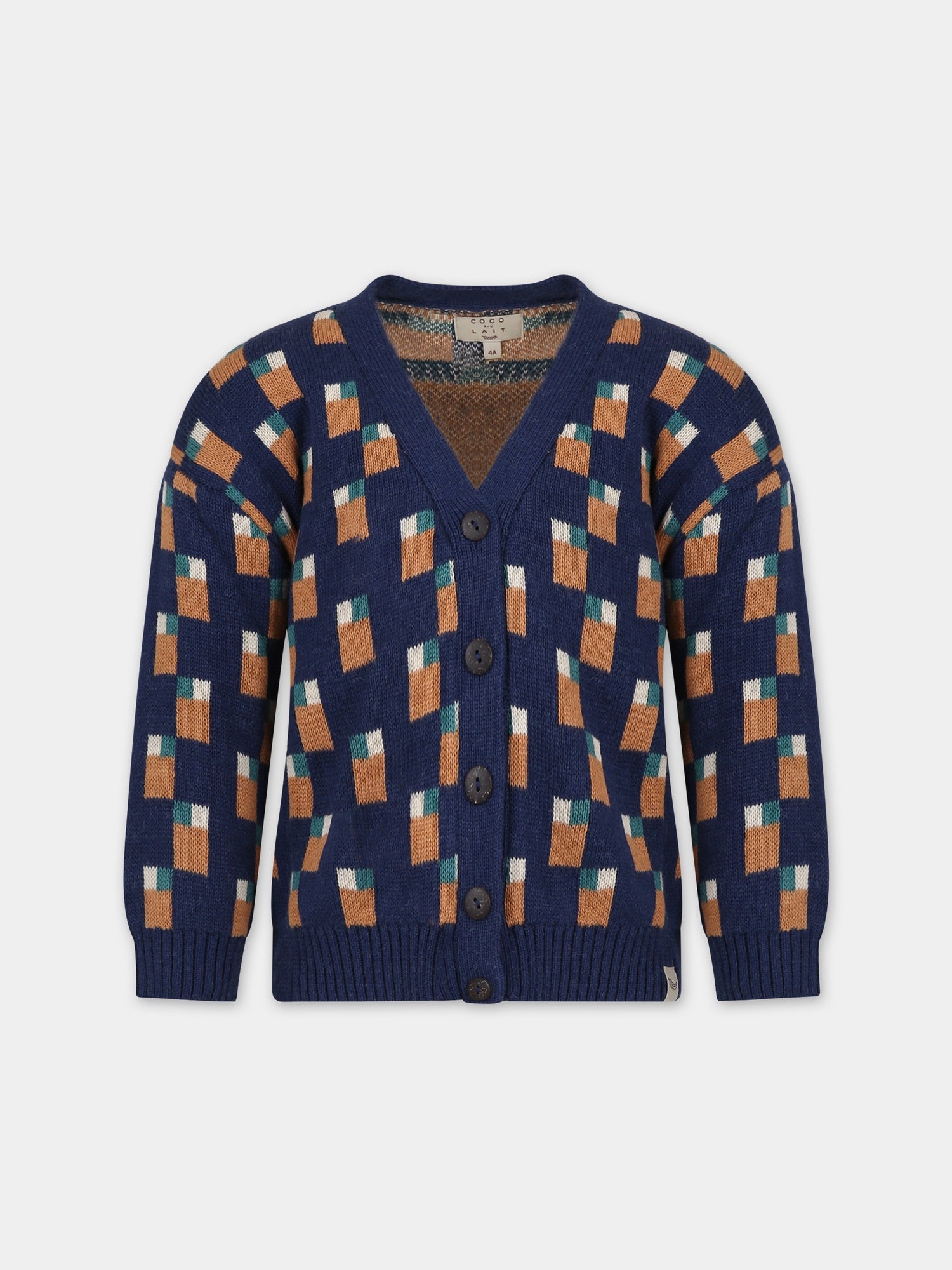 Cardigan blu per bambino con motivo jacquard,Coco Au Lait,15COCOAW231077B