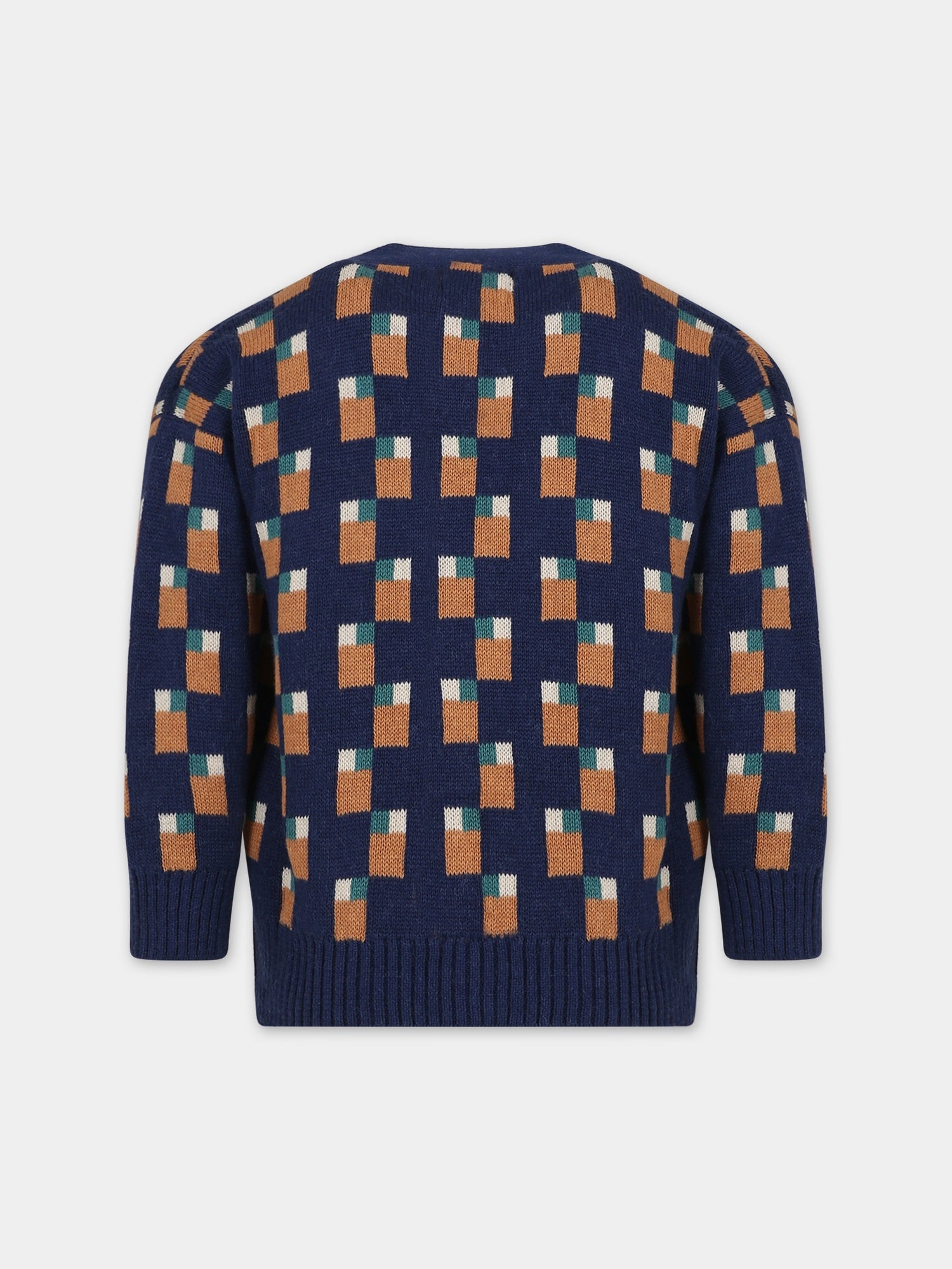 Cardigan blu per bambino con motivo jacquard,Coco Au Lait,15COCOAW231077B