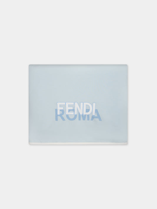 Coperta celeste con logo per neonata,Fendi Kids,BUJ255 ST8 F19J4
