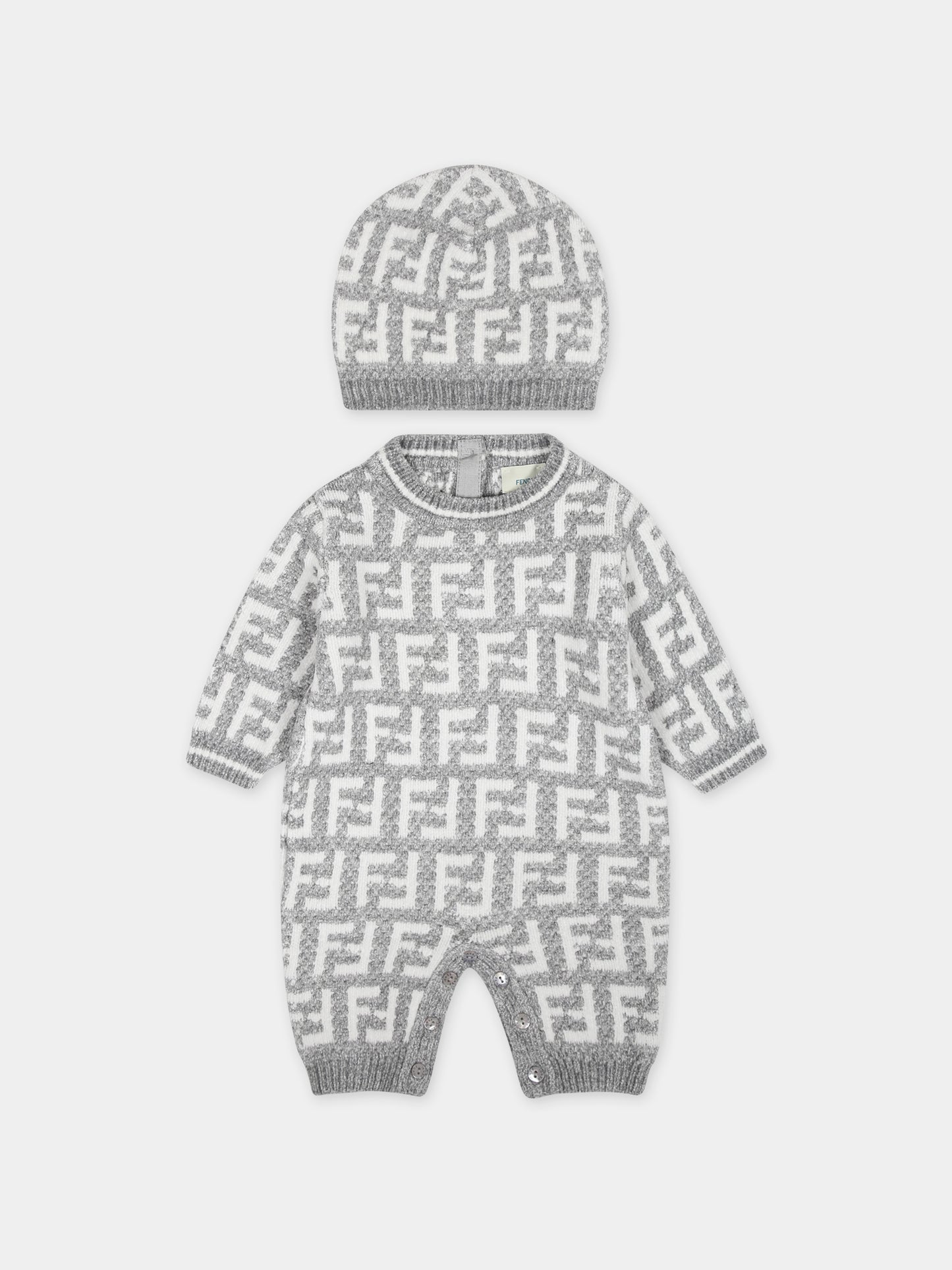 Set grigio con logo per neonati,Fendi Kids,BUG148 AMHA F0RTT