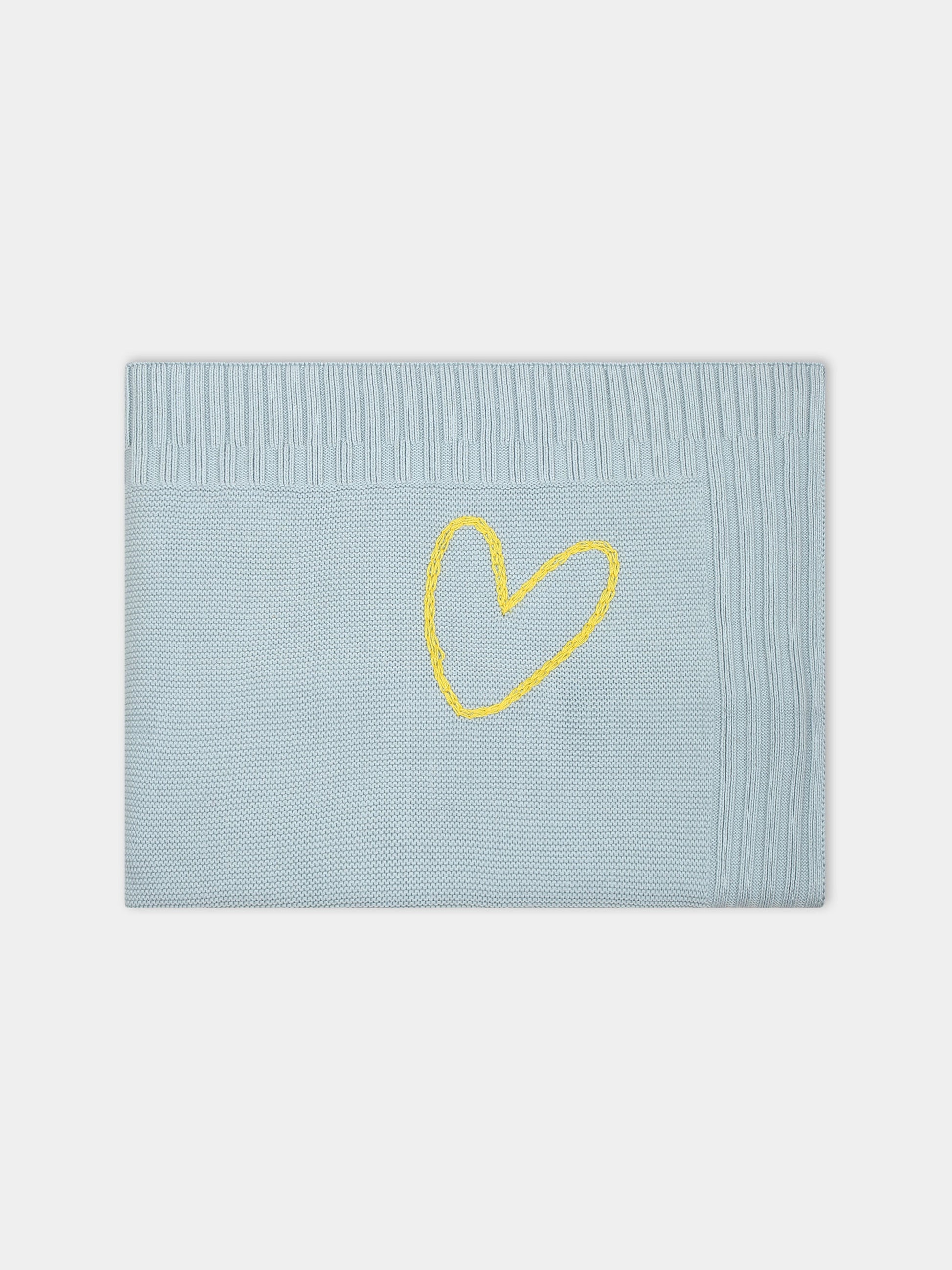 Coperta azzurra per neonato con cuore e logo,Gensami,COP01-B-CUORE