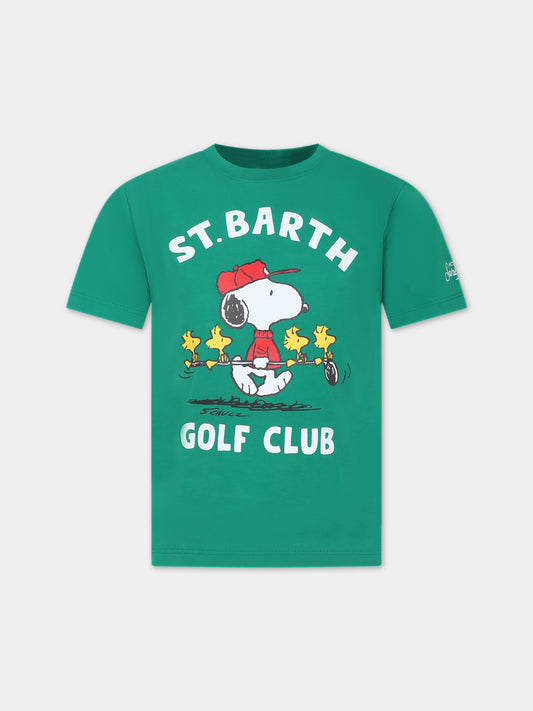 T-shirt verde per bambino con Snoopy,Mc2 Saint Barth,CAMERON SNOOPY GOLF CLUB 57