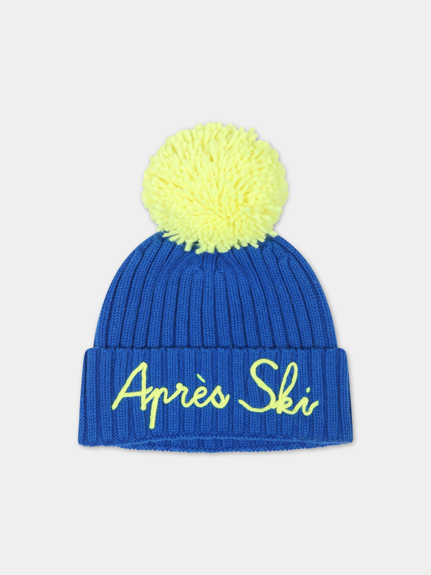 Berretto azzurro per bambini con pompon,Mc2 Saint Barth,WENGEN JR P APRES SKI 1794 EMB