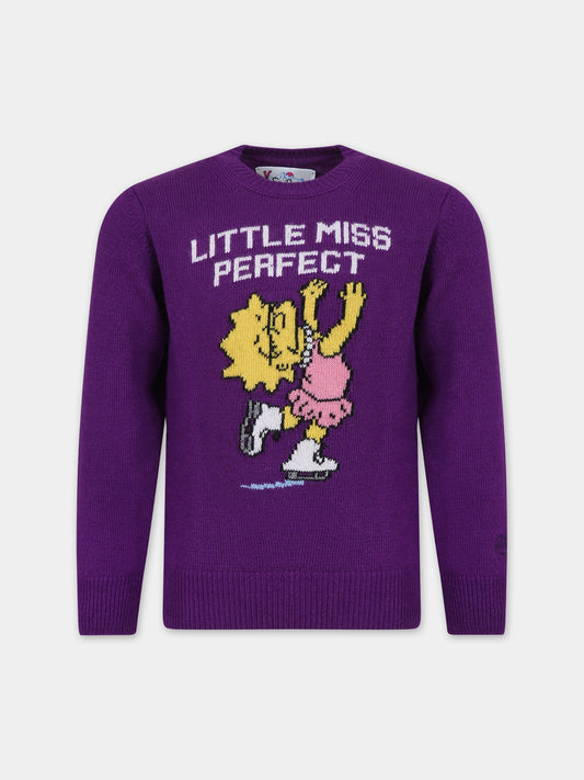 Maglione viola per bambina con Lisa Simpson,Mc2 Saint Barth,PRINCESS LISA PERFECT 26I