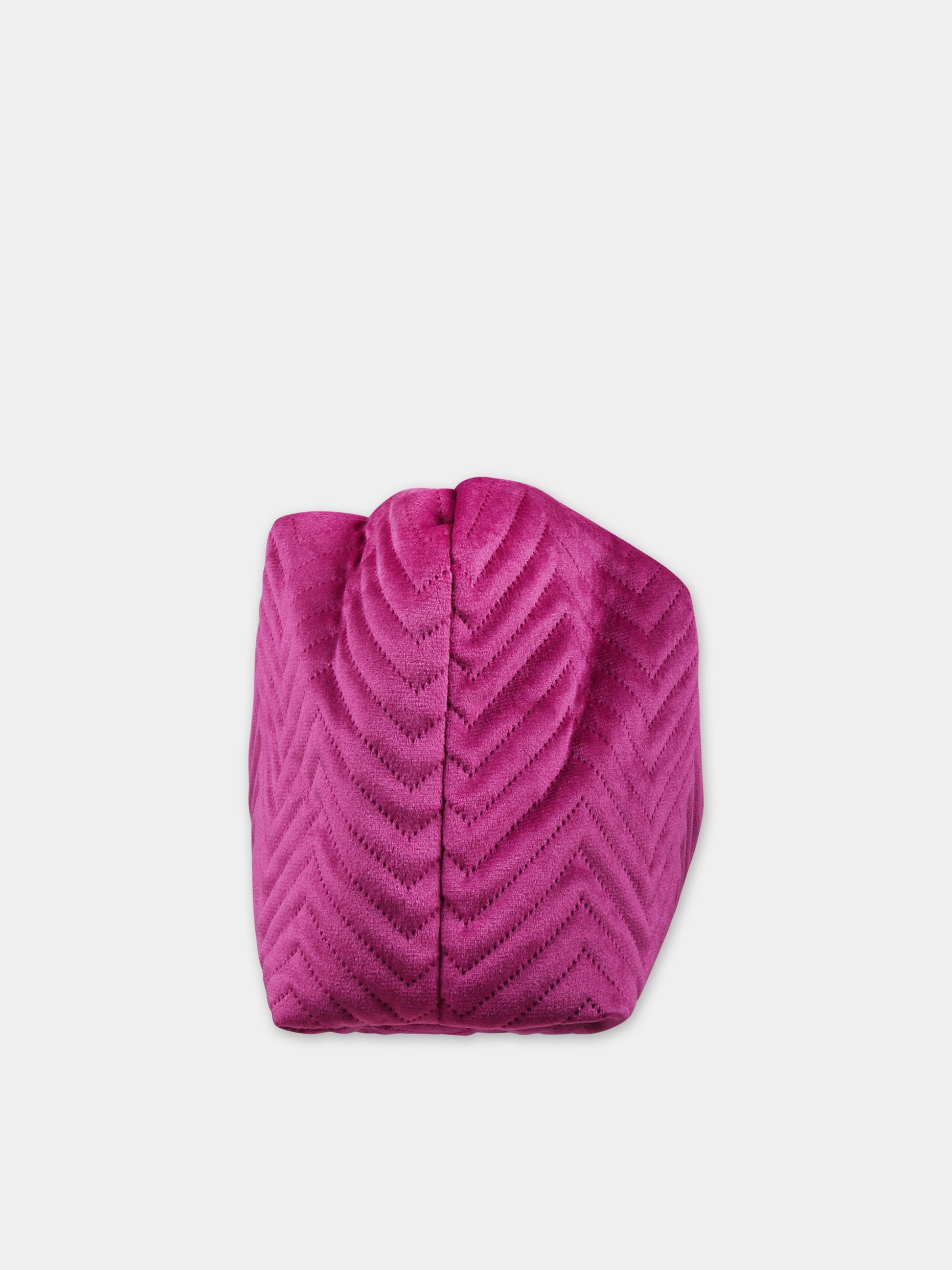 Pochette fucsia per bambina con logo,Mc2 Saint Barth,SMALL POUCH VELVET QUILT HB 77 EMB