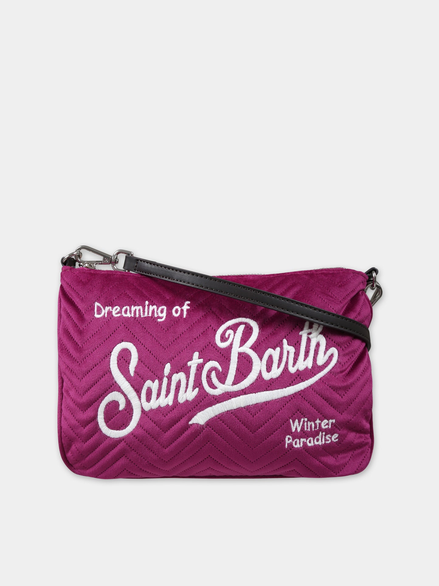 Pochette viola per bambina con logo,Mc2 Saint Barth,PARISIENNE W VELVET QUILT HB 77 EMB