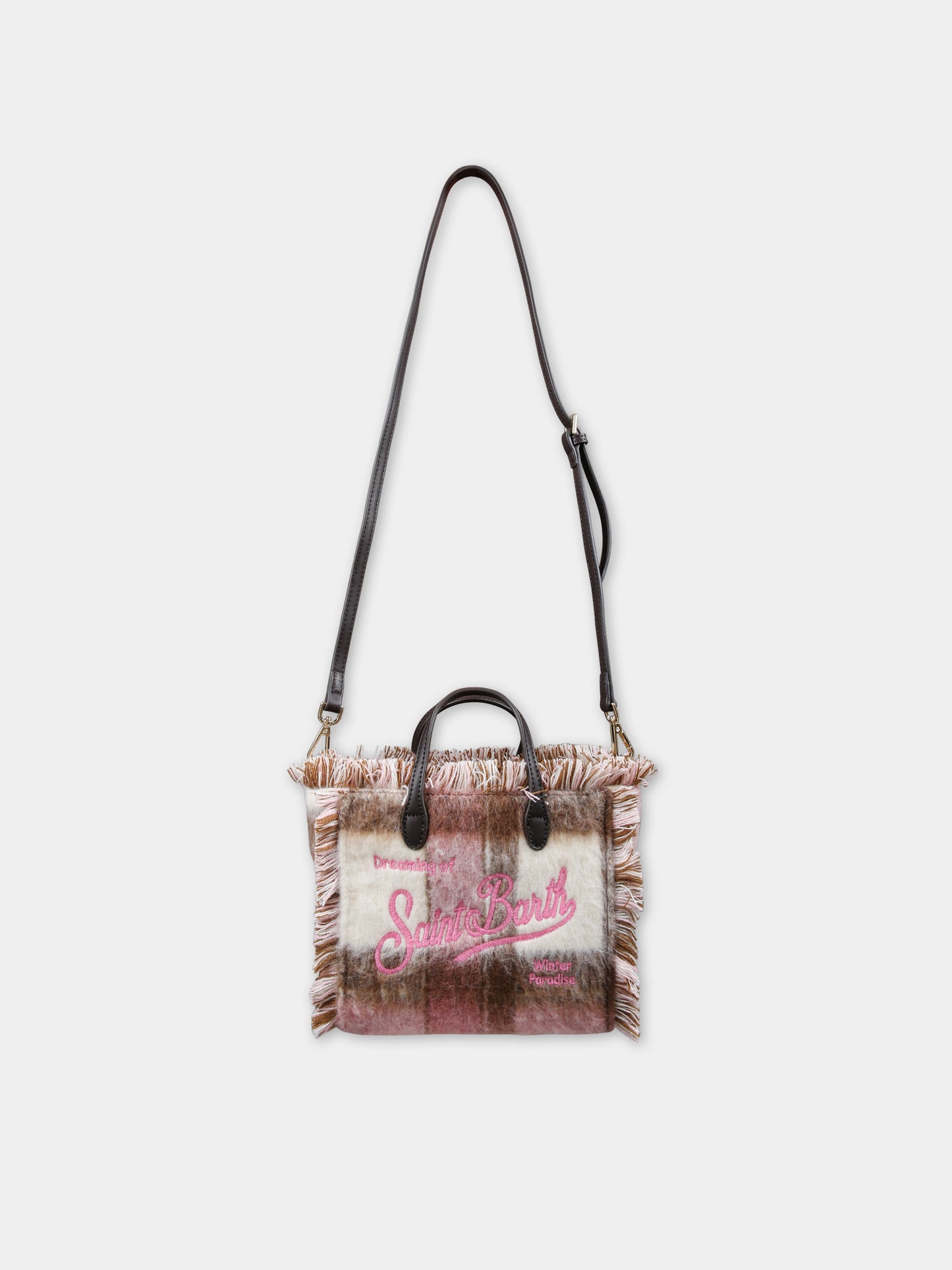 Borsa rosa per bambina con logo,Mc2 Saint Barth,VANITY MINI W TARTAN 1021 EMB