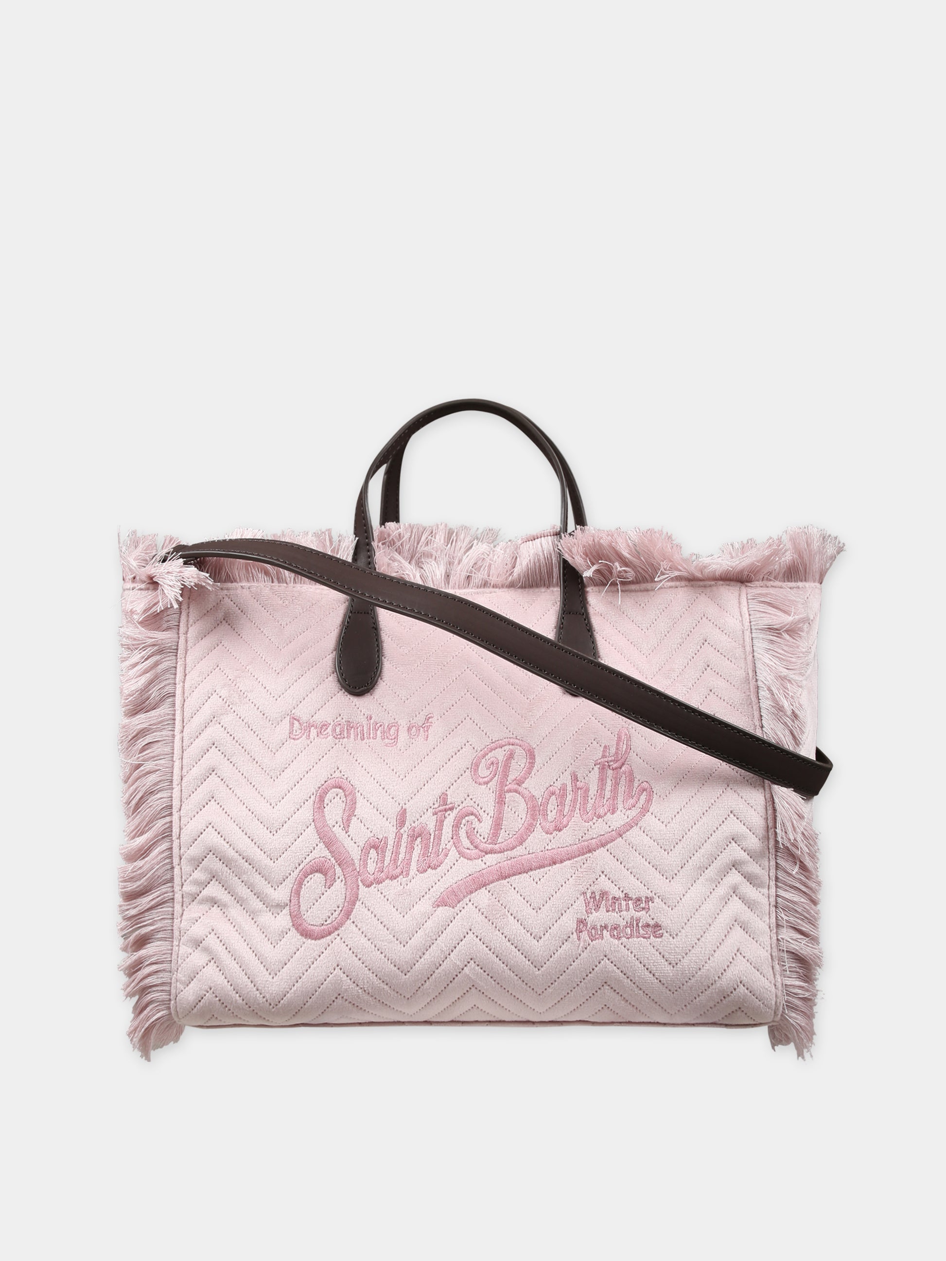 Borsa rosa per bambina con logo,Mc2 Saint Barth,COLETTE W VELVET QUILT HB 20 EMB