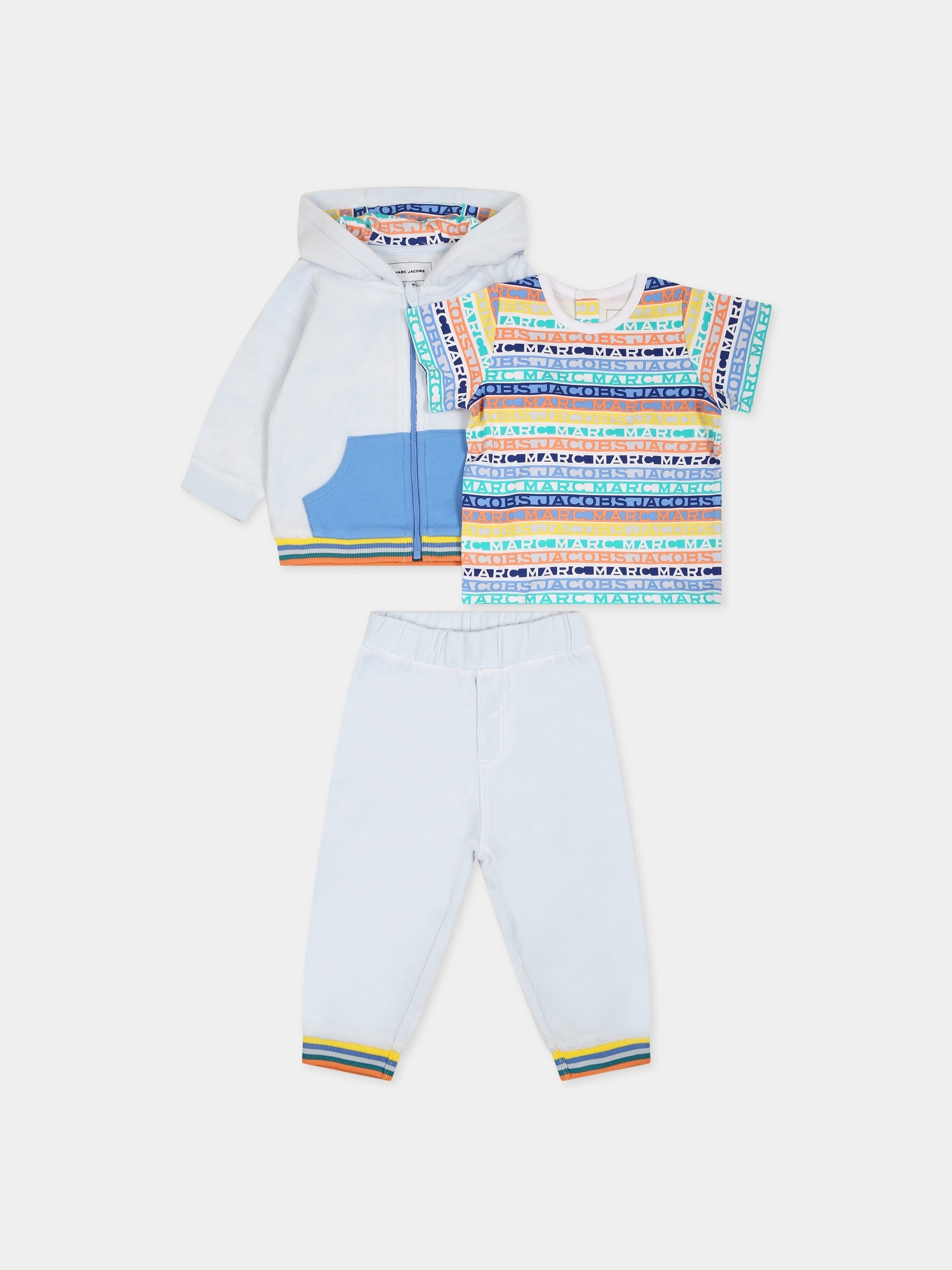 Completo celeste per neonato con logo,Little Marc Jacobs,W98160 791