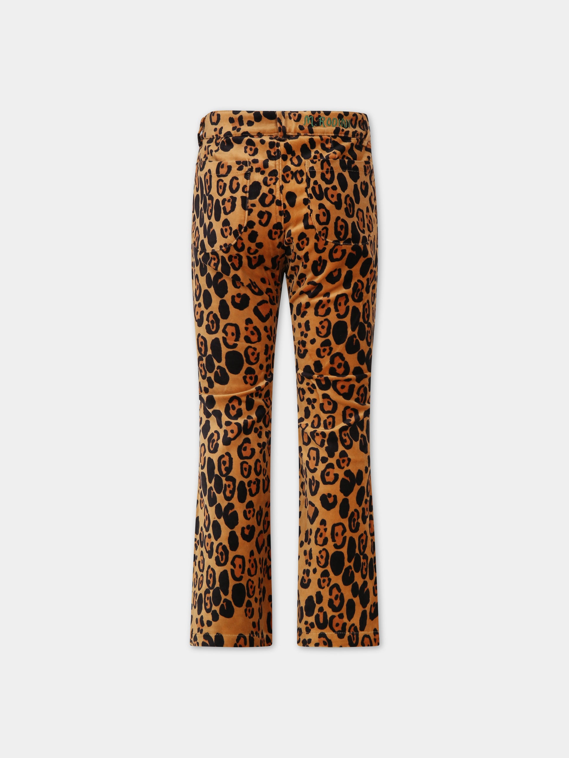 Pantaloni gialli per bambina con stampa leopardata,Mini Rodini,2413010116