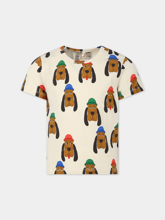 T-shirt avorio per bambini con cani,Mini Rodini,2412011211