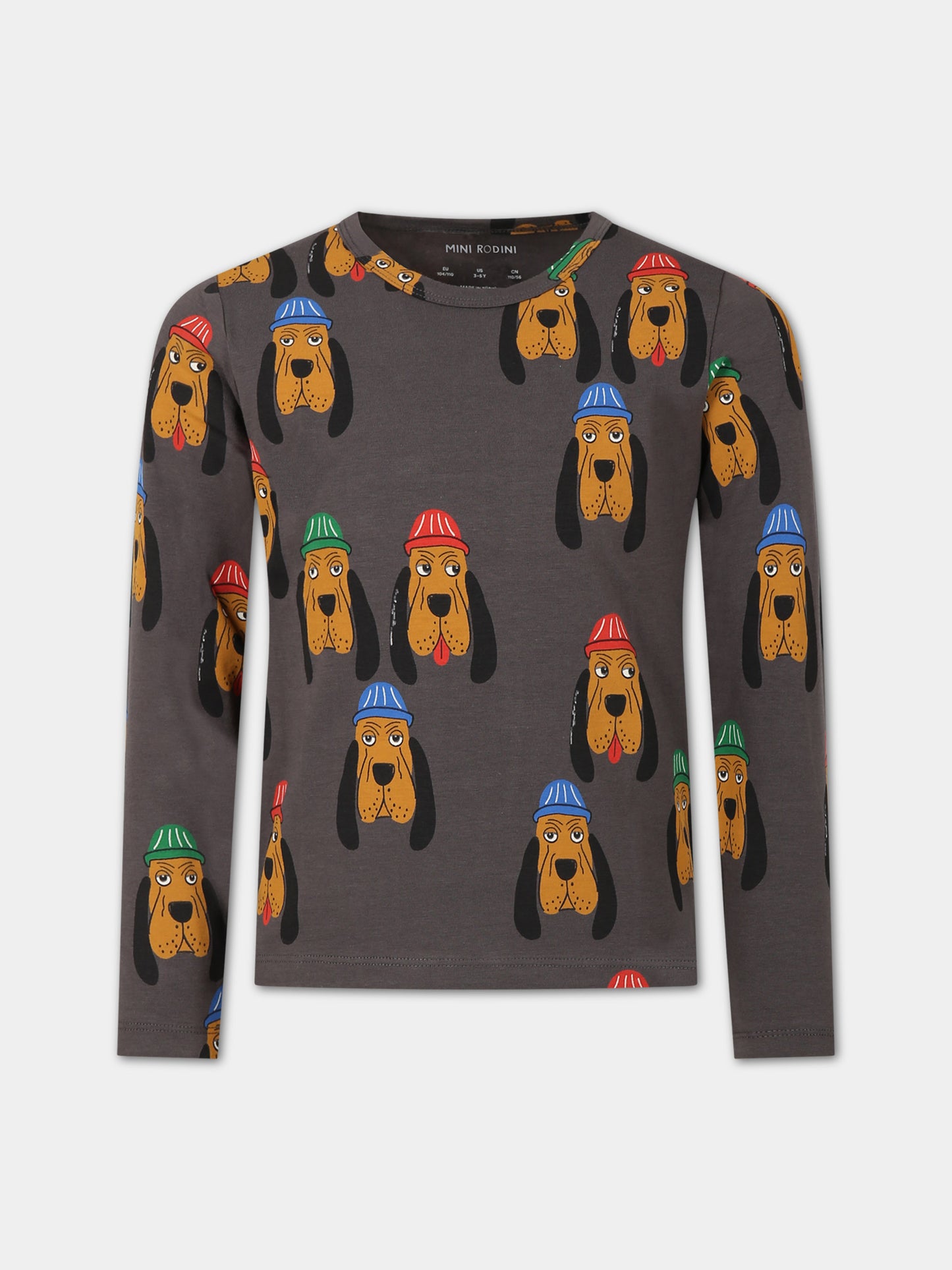 T-shirt grigia per bambini con cani,Mini Rodini,2412011397