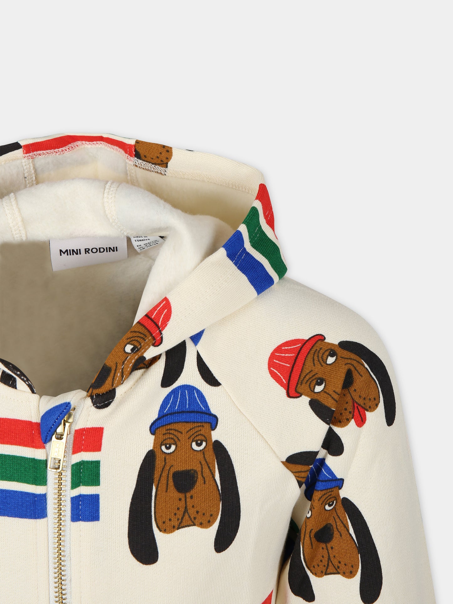 Felpa avorio per bambini con cani,Mini Rodini,2412011500