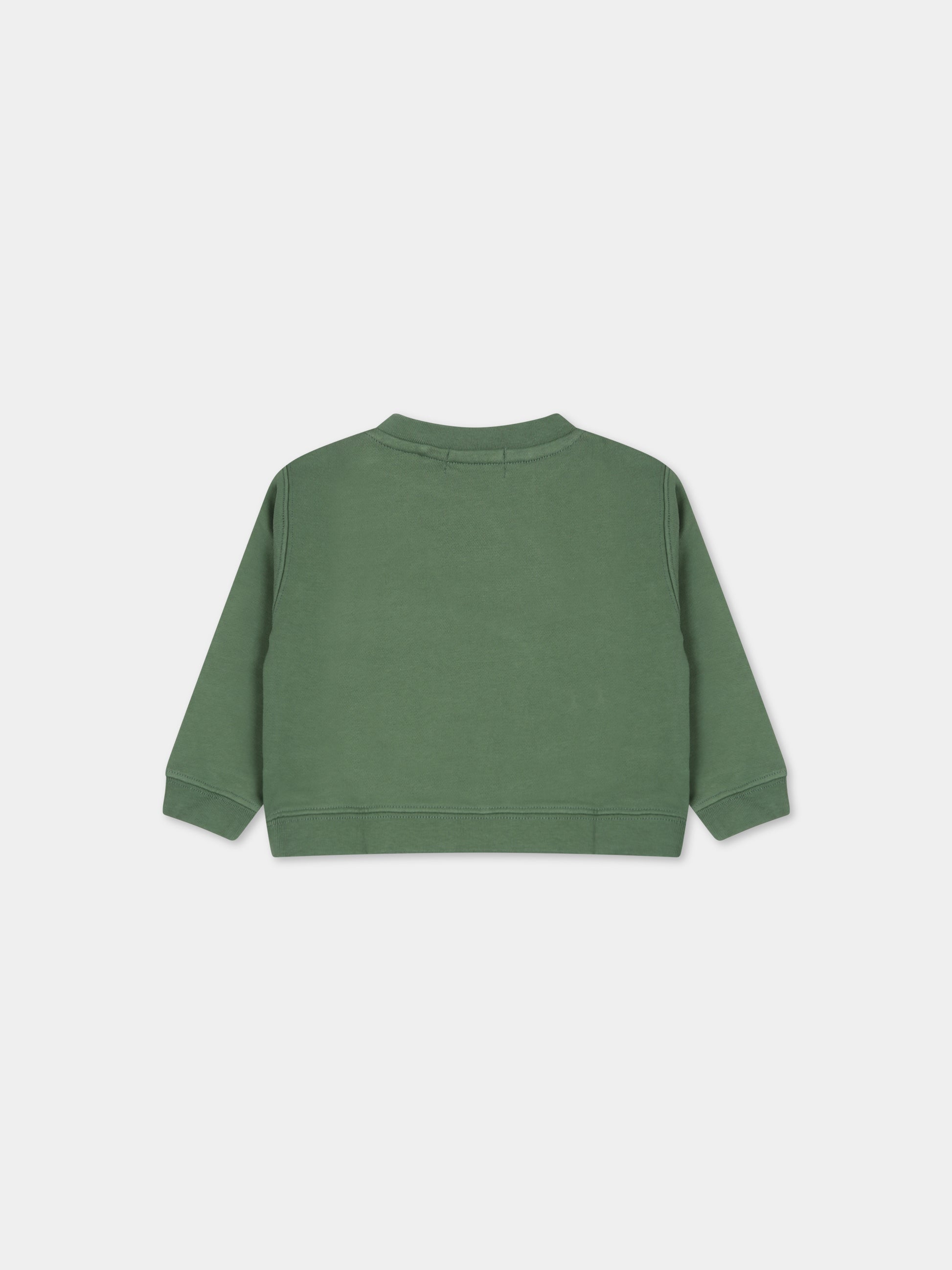 Felpa verde per neonato con orso e logo,Palm Angels,PBXC001F23FLE0025560