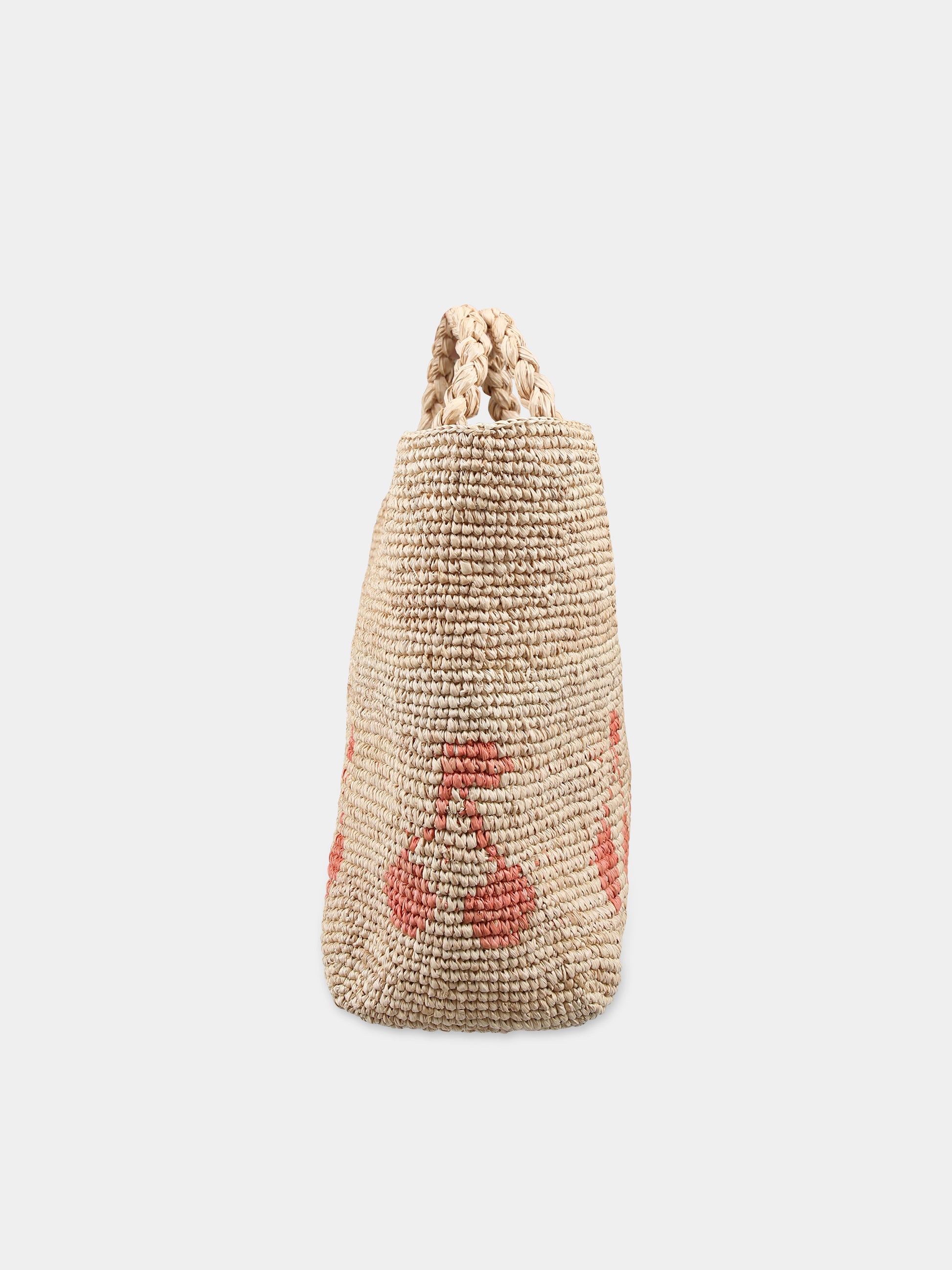 Borsa beige per bambina con stampa ciliegie,Bonpoint,C04GBAW00001 035