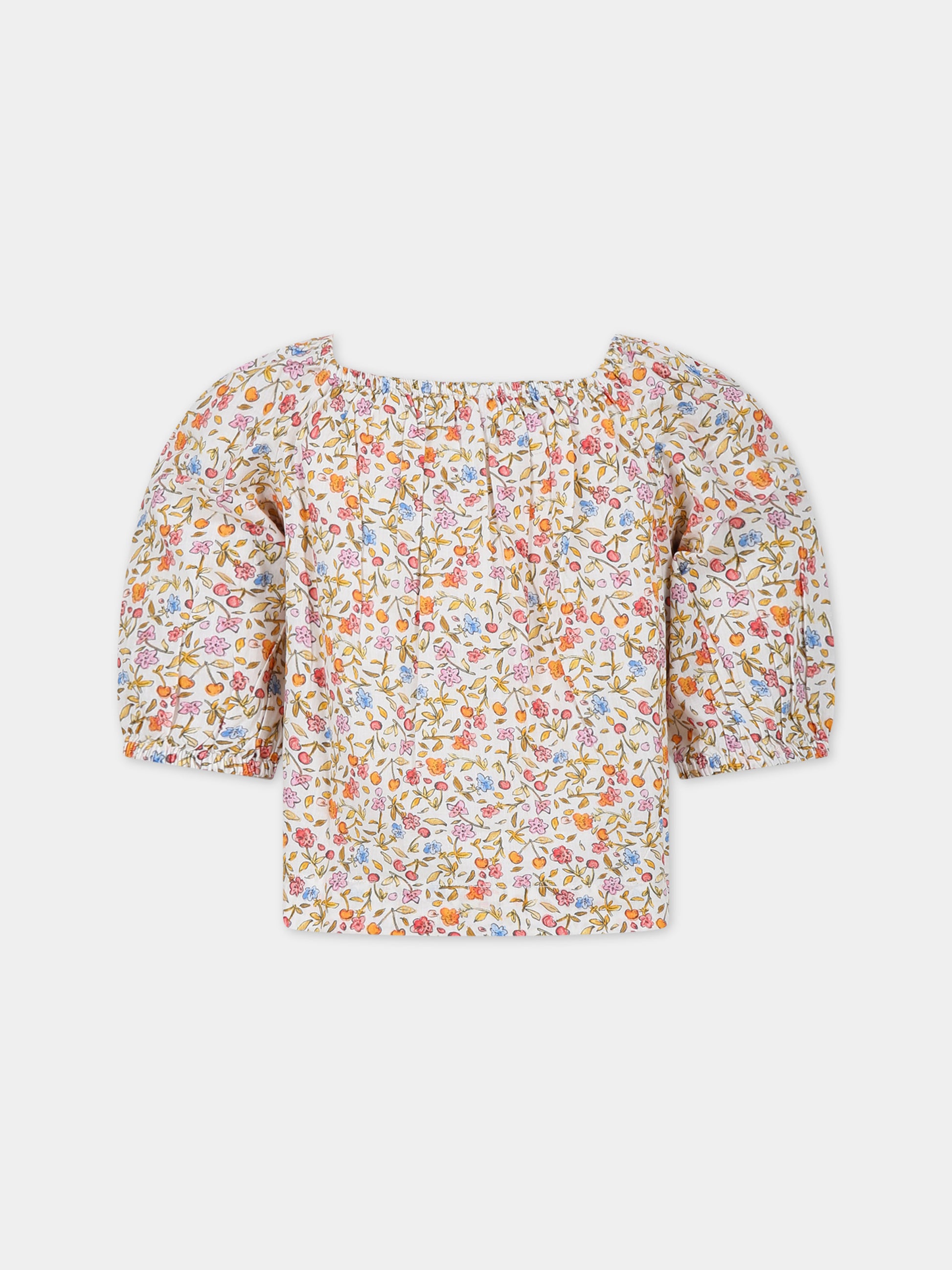 Top multicolor per bambina con stampa floreale all-over,Bonpoint,C04GBLW00002 535C