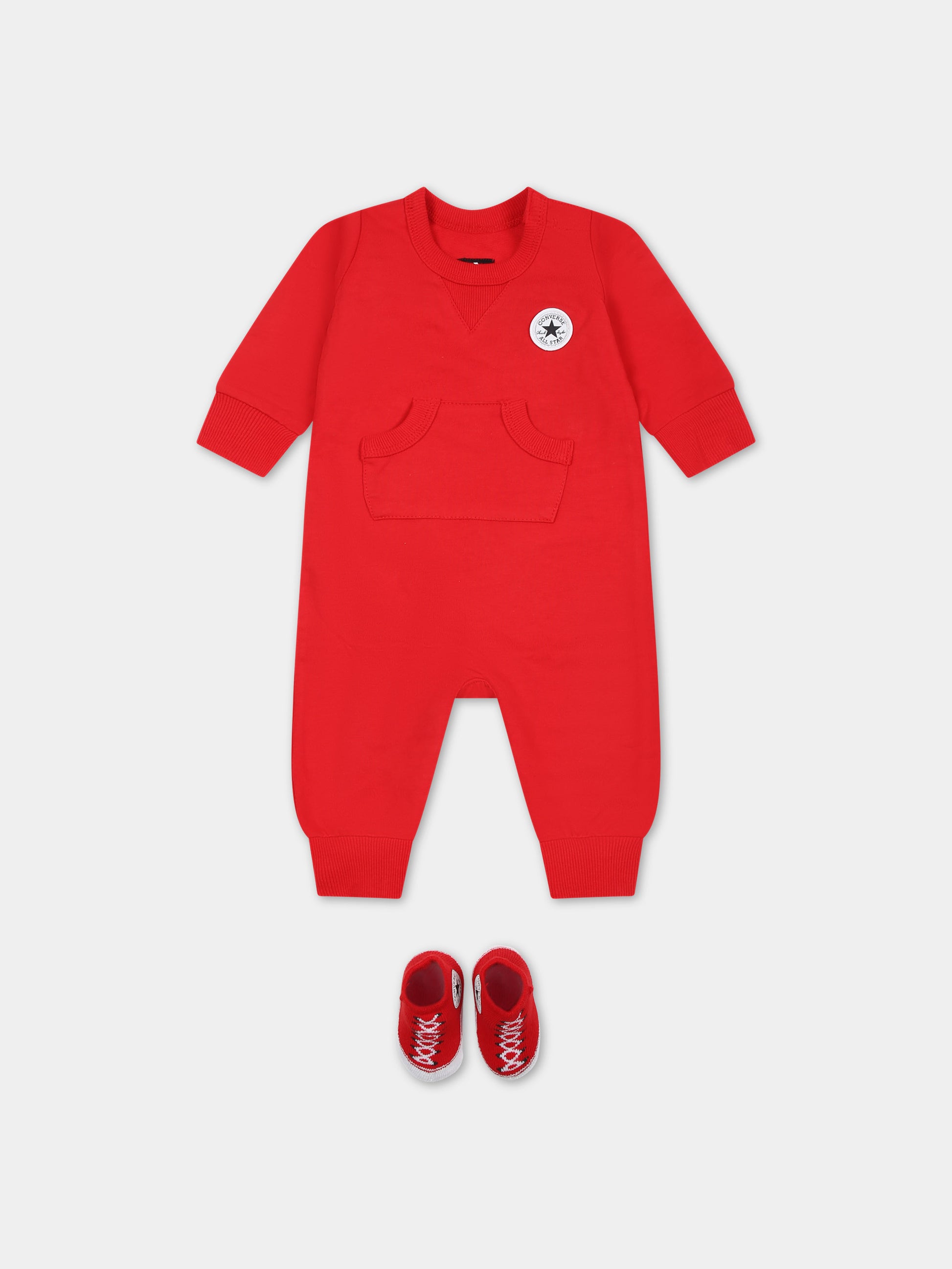 Set rosso per neonato con logo,Converse,56A144 U10