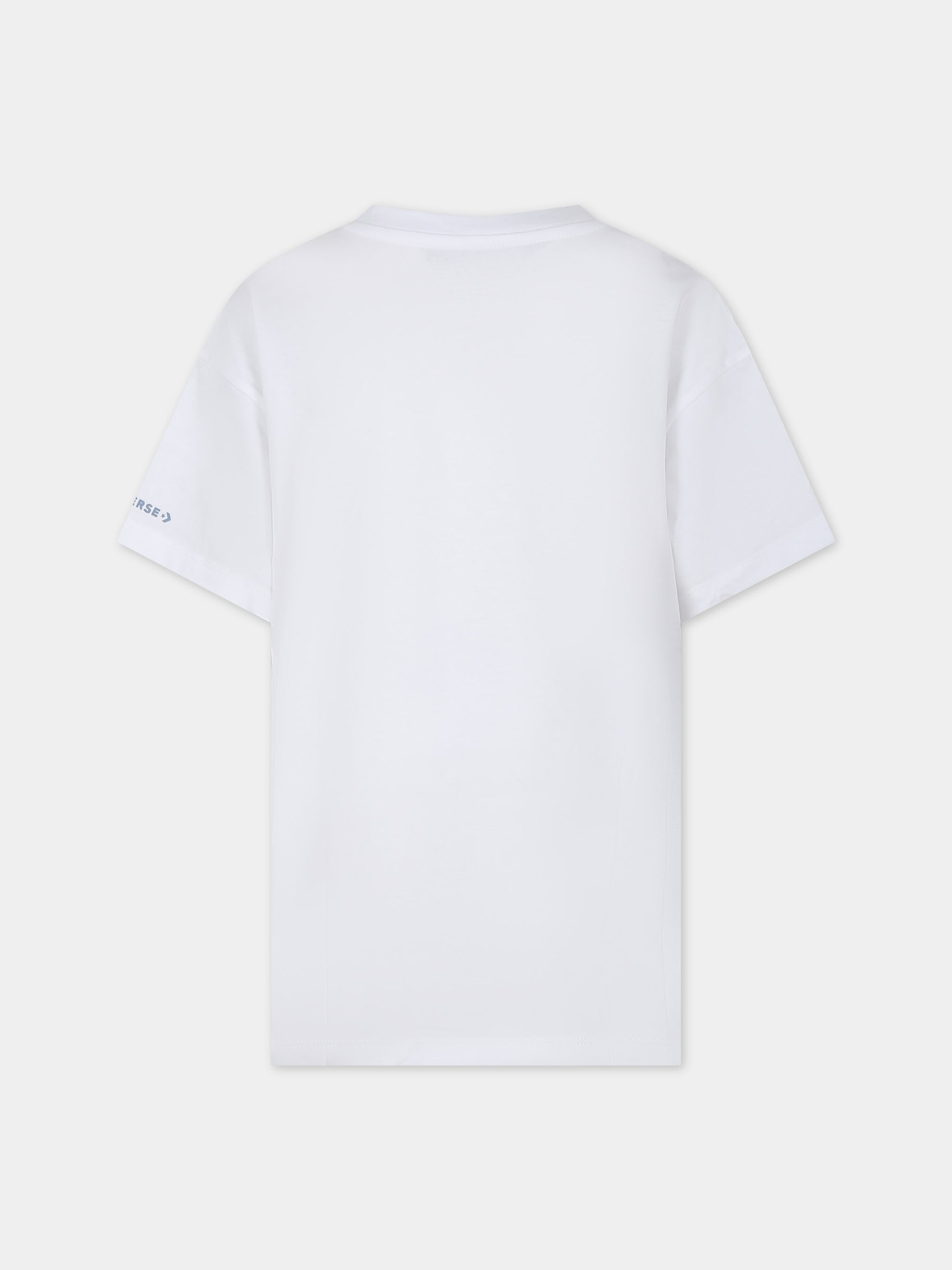 T-shirt bianca per bambina con stampa fiori e scarpa,Converse,4CF479 001