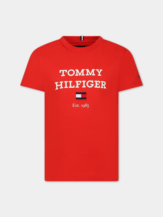 T-shirt rossa per bambino con logo,Tommy Hilfiger Junior,23FMTHKB0KB08671J XND