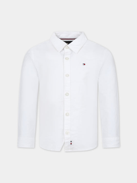 Camicia bianca per bambino con logo,Tommy Hilfiger Junior,23FMTHKB0KB08728J YBR