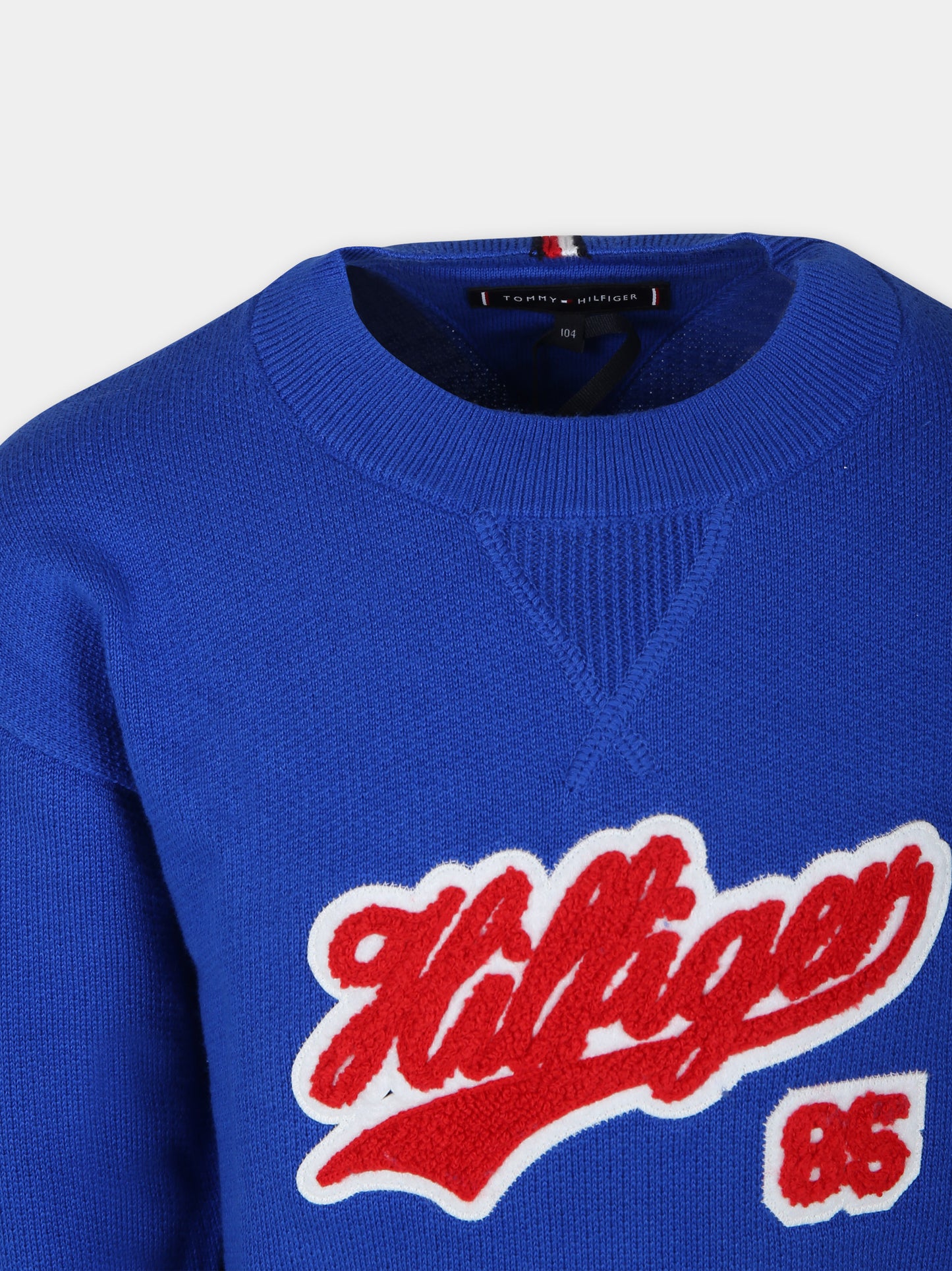 Maglione blu per bambino con logo,Tommy Hilfiger Junior,23FMTHKB0KB08724 C66