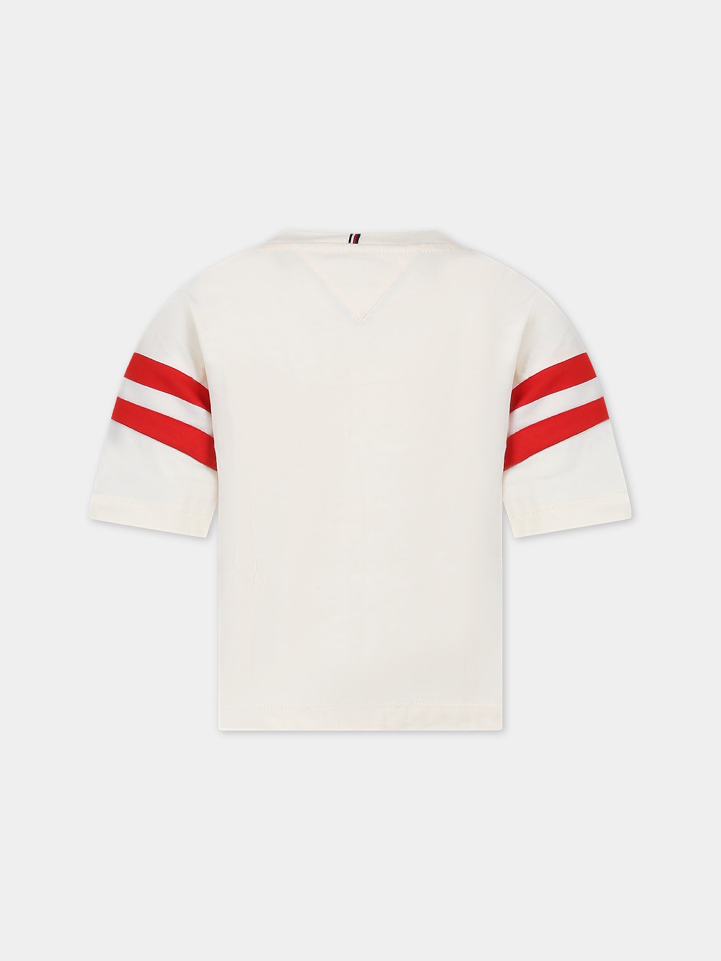 T-shirt avorio per bambina con logo,Tommy Hilfiger Junior,23FMTHKG0KG07717J AEF