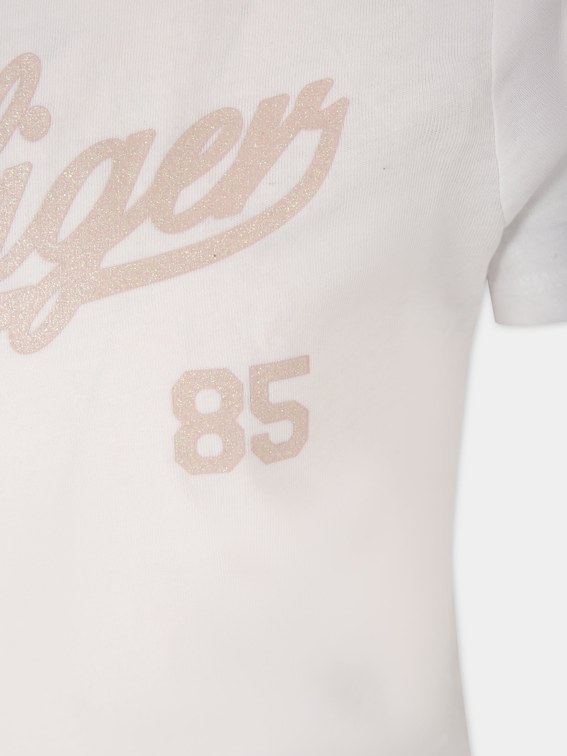 T-shirt bianca per bambina con logo,Tommy Hilfiger Junior,23FMTHKG0KG07718J YBR