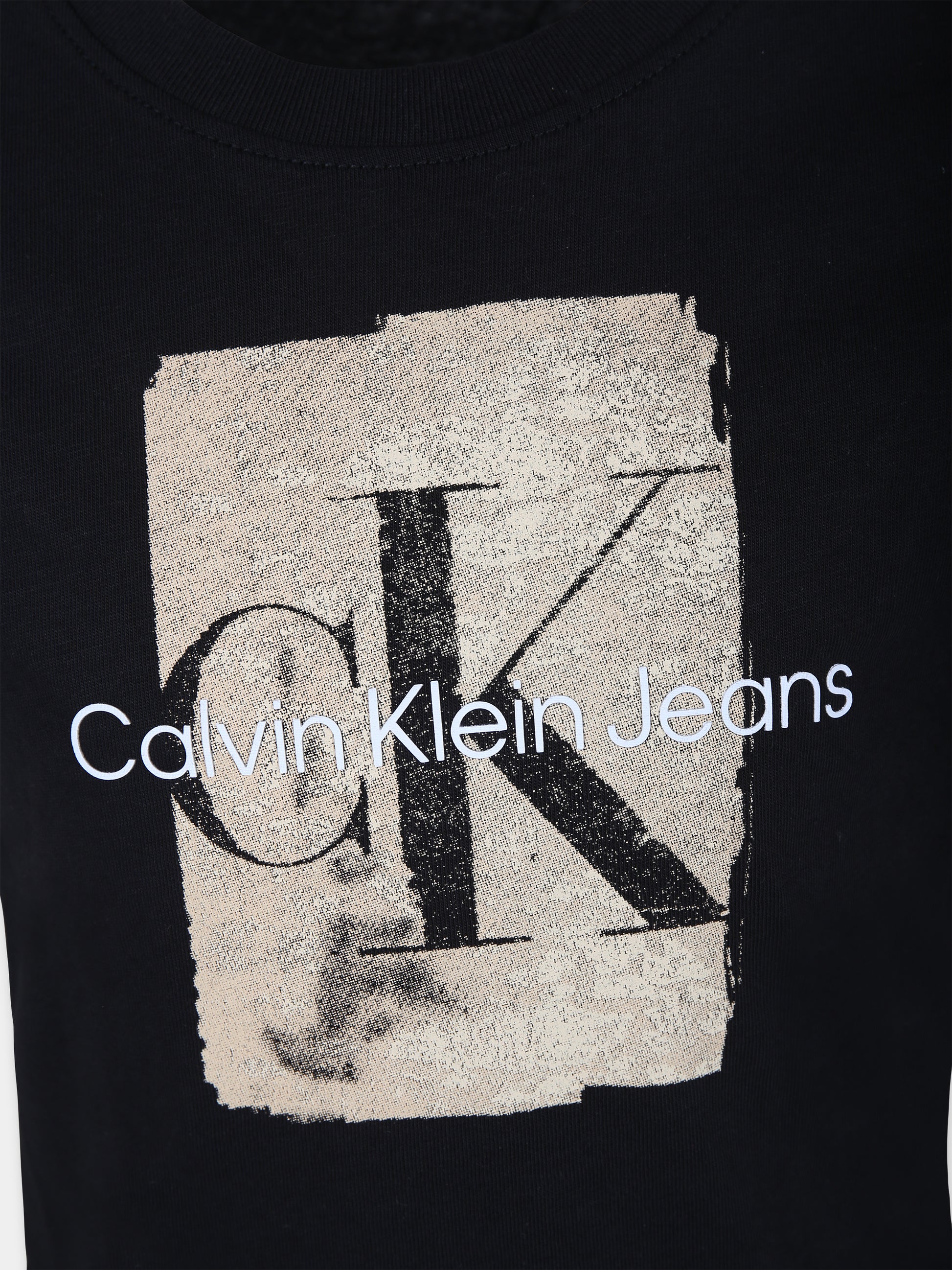 T-shirt nera per bambino con stampa logo,Calvin Klein Kids,23FMCKIB0IB01971 BEH