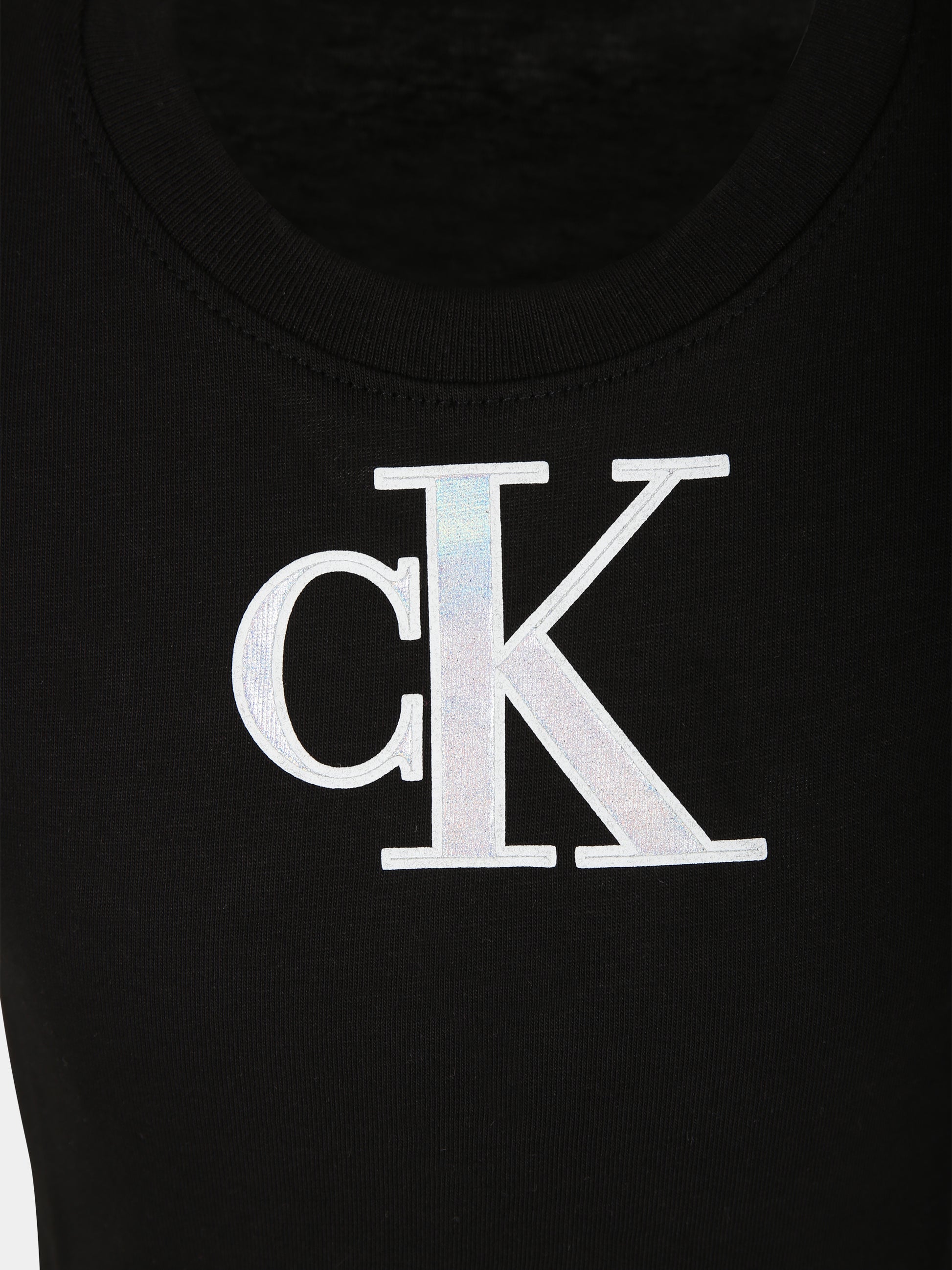 T-shirt nera per bambina con logo,Calvin Klein Kids,23FMCKIG0IG02342 BEH