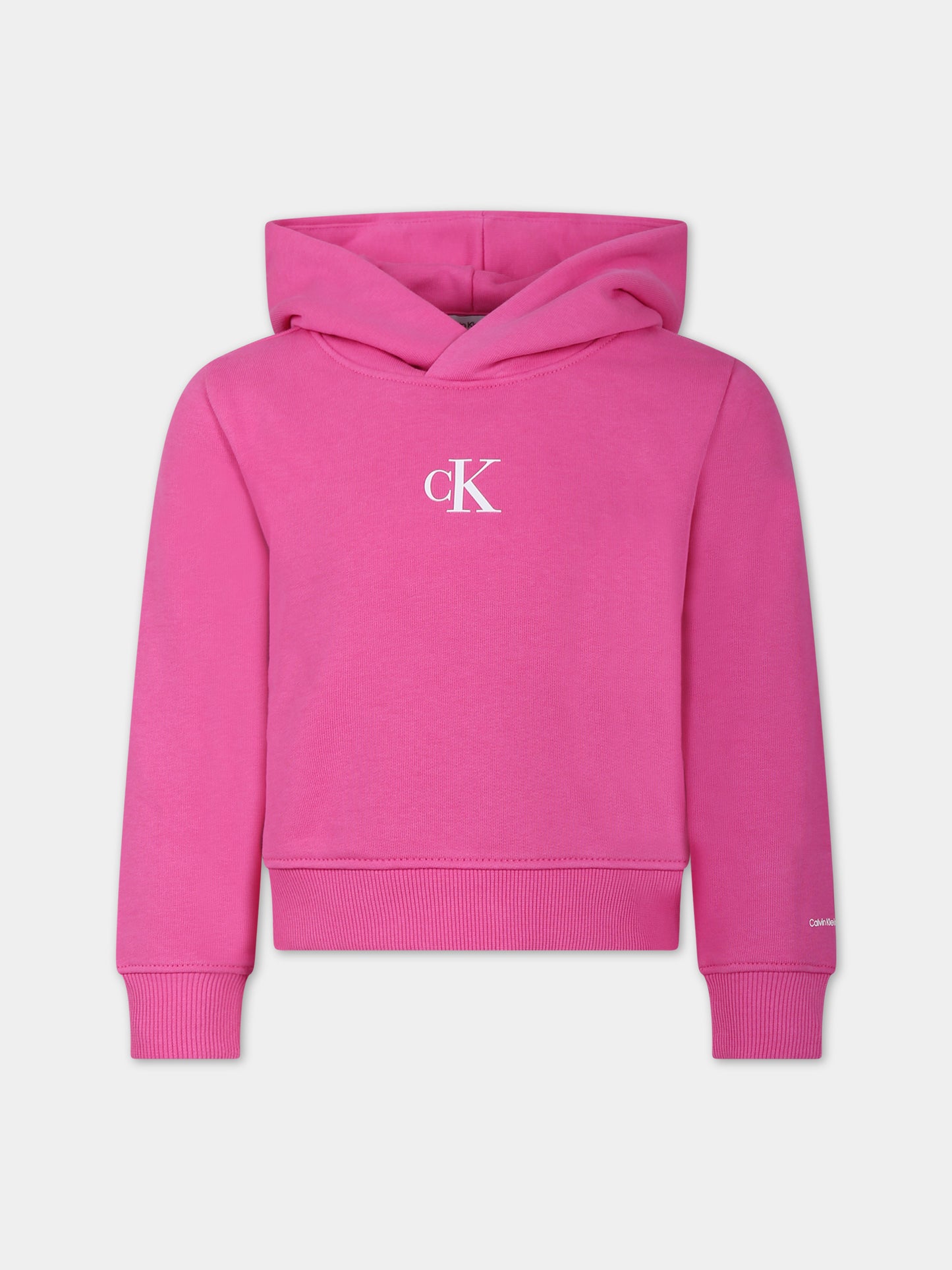 Felpa fucsia per bambina con logo,Calvin Klein Kids,23FMCKIG0IG02139 TO5