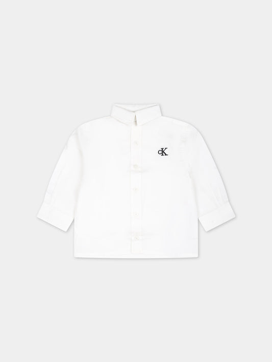 Camicia bianca per neonato con logo,Calvin Klein Kids,23FMCKIN0IN00161 YAF