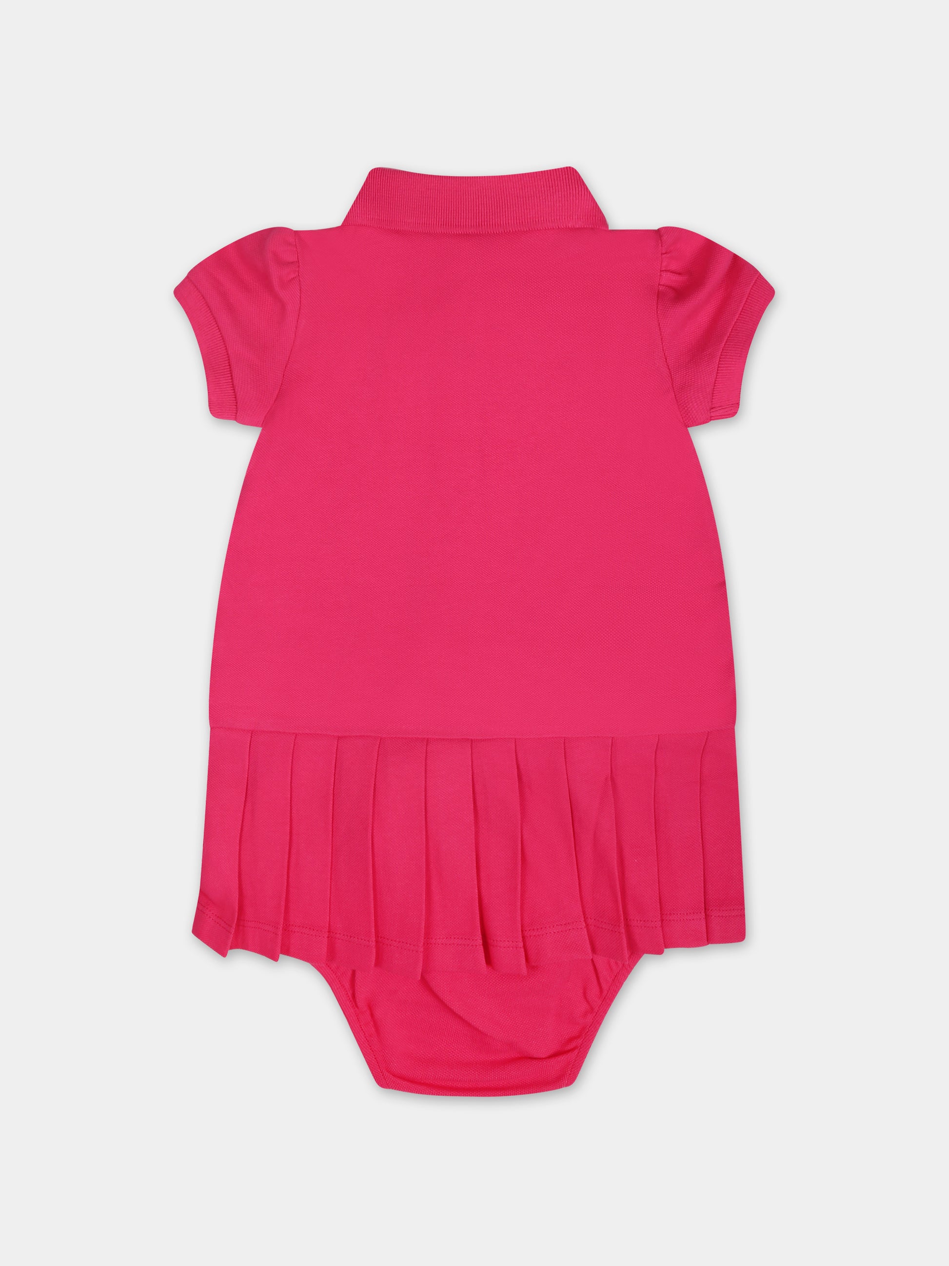 Vestito fucsia per neonata con iconico cavallino,Ralph Lauren Kids,925712002