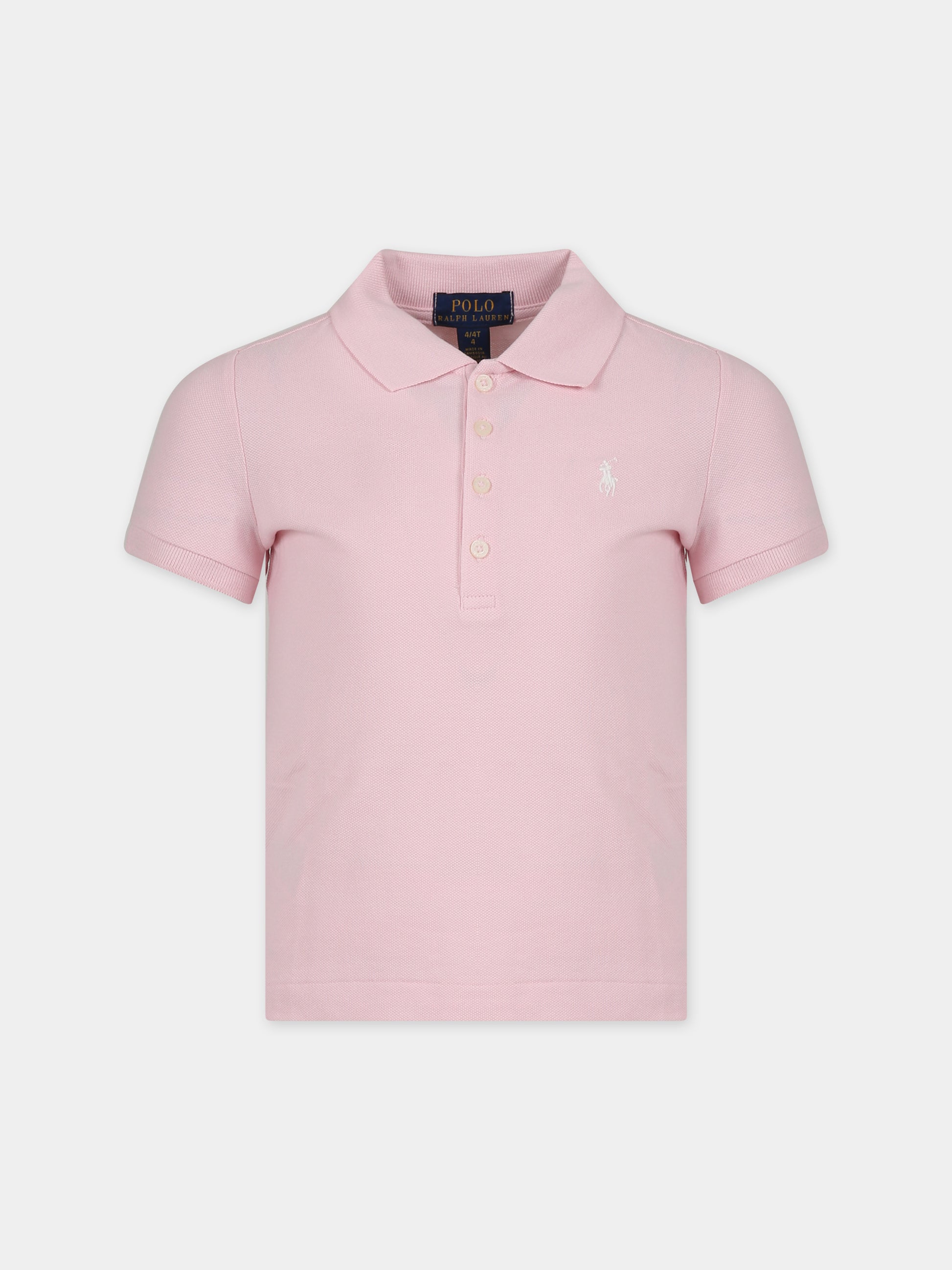 Polo rosa per bambina con cavallino,Ralph Lauren Kids,573242011
