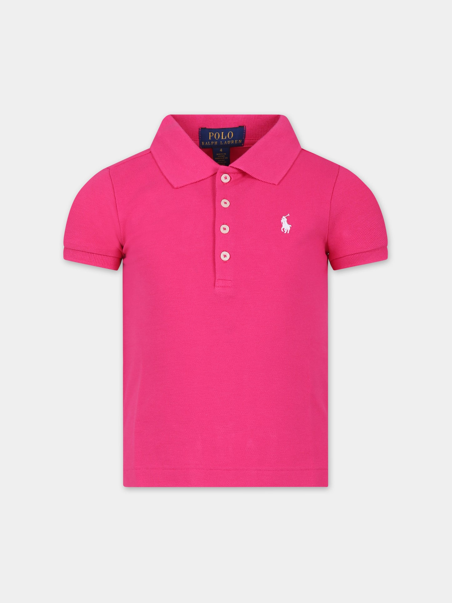 Polo fucsia per bambina con cavallino,Ralph Lauren Kids,698589129