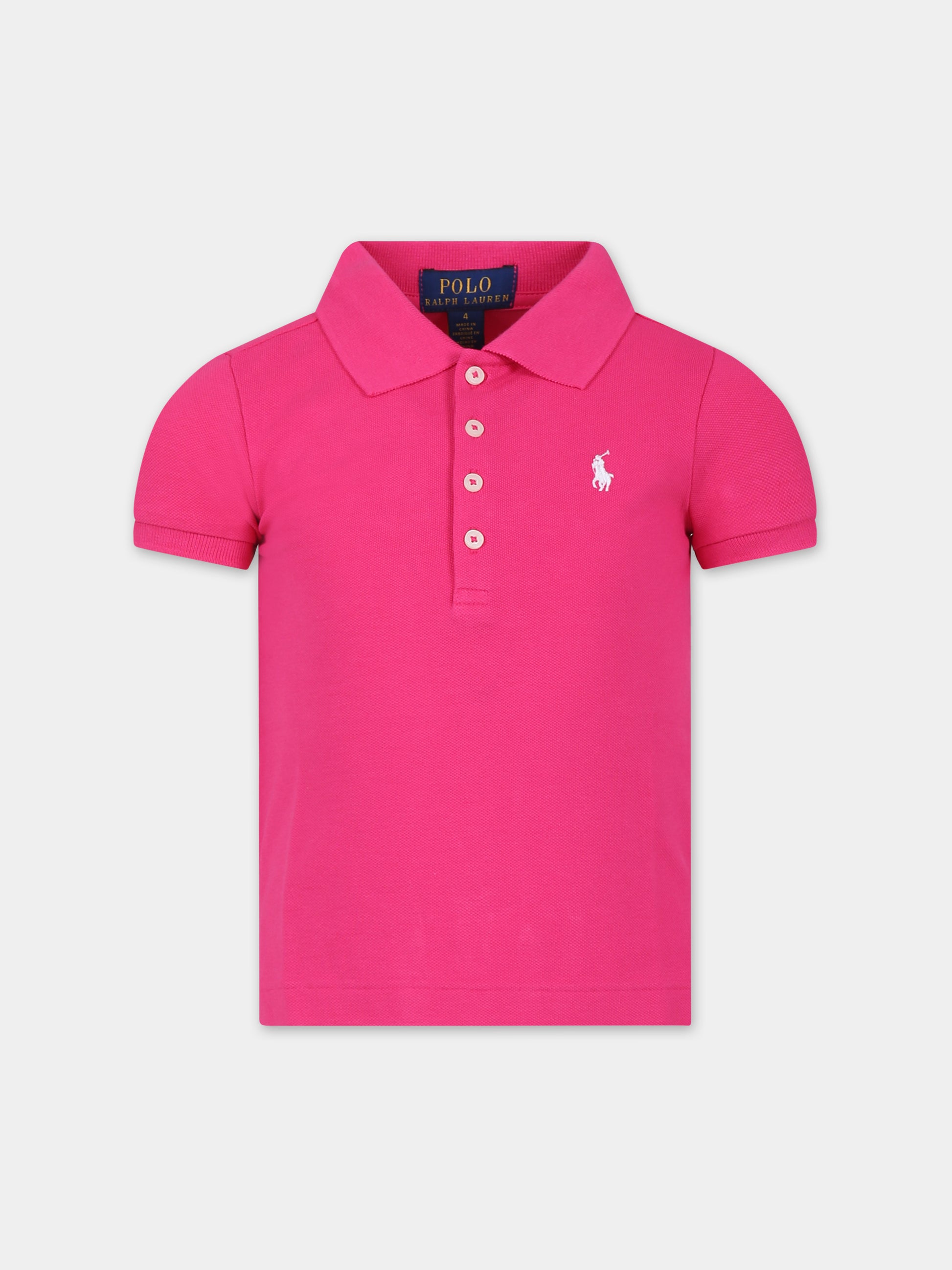 Polo fucsia per bambina con cavallino,Ralph Lauren Kids,698589129