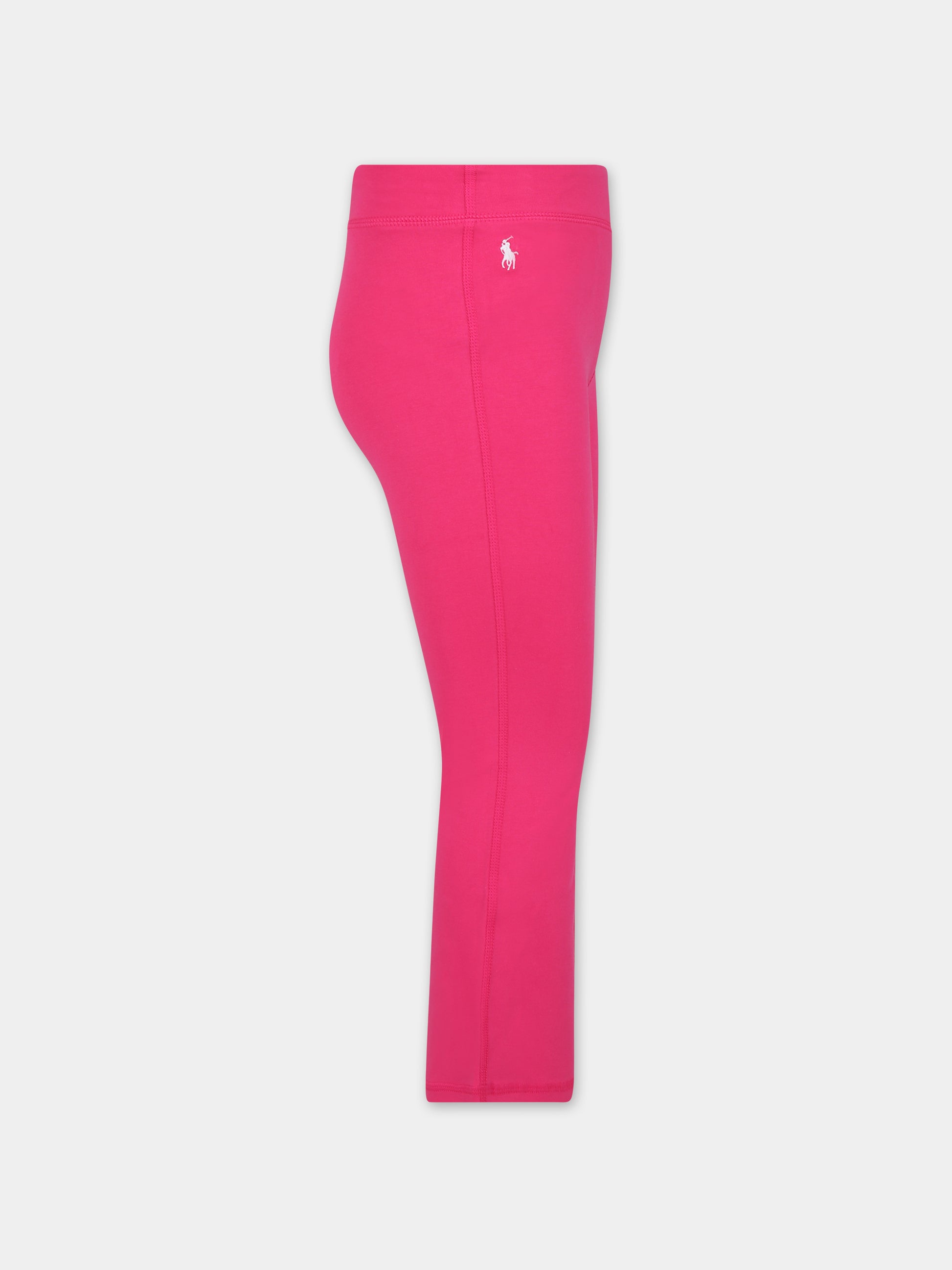 Leggings fucsia per bambina con cavallino,Ralph Lauren Kids,925883002