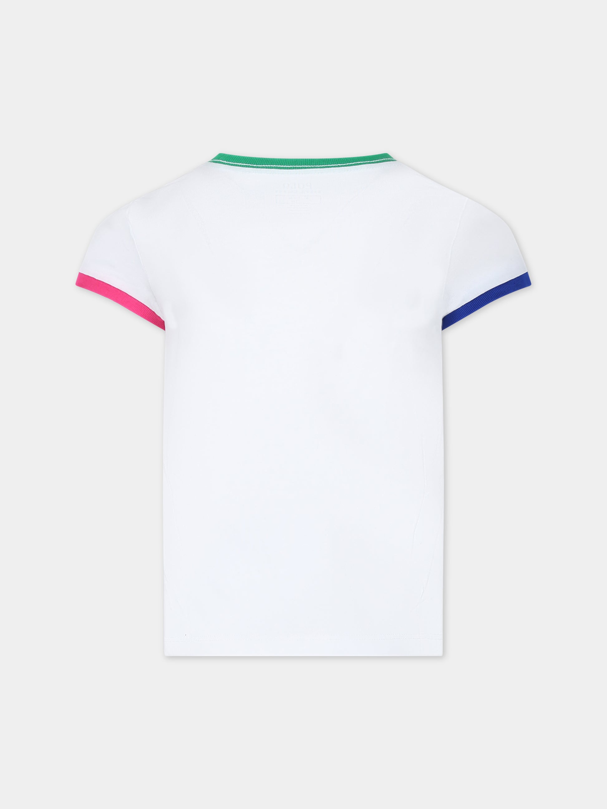 T-shirt bianca per bambina con Polo Bear,Ralph Lauren Kids,925999001