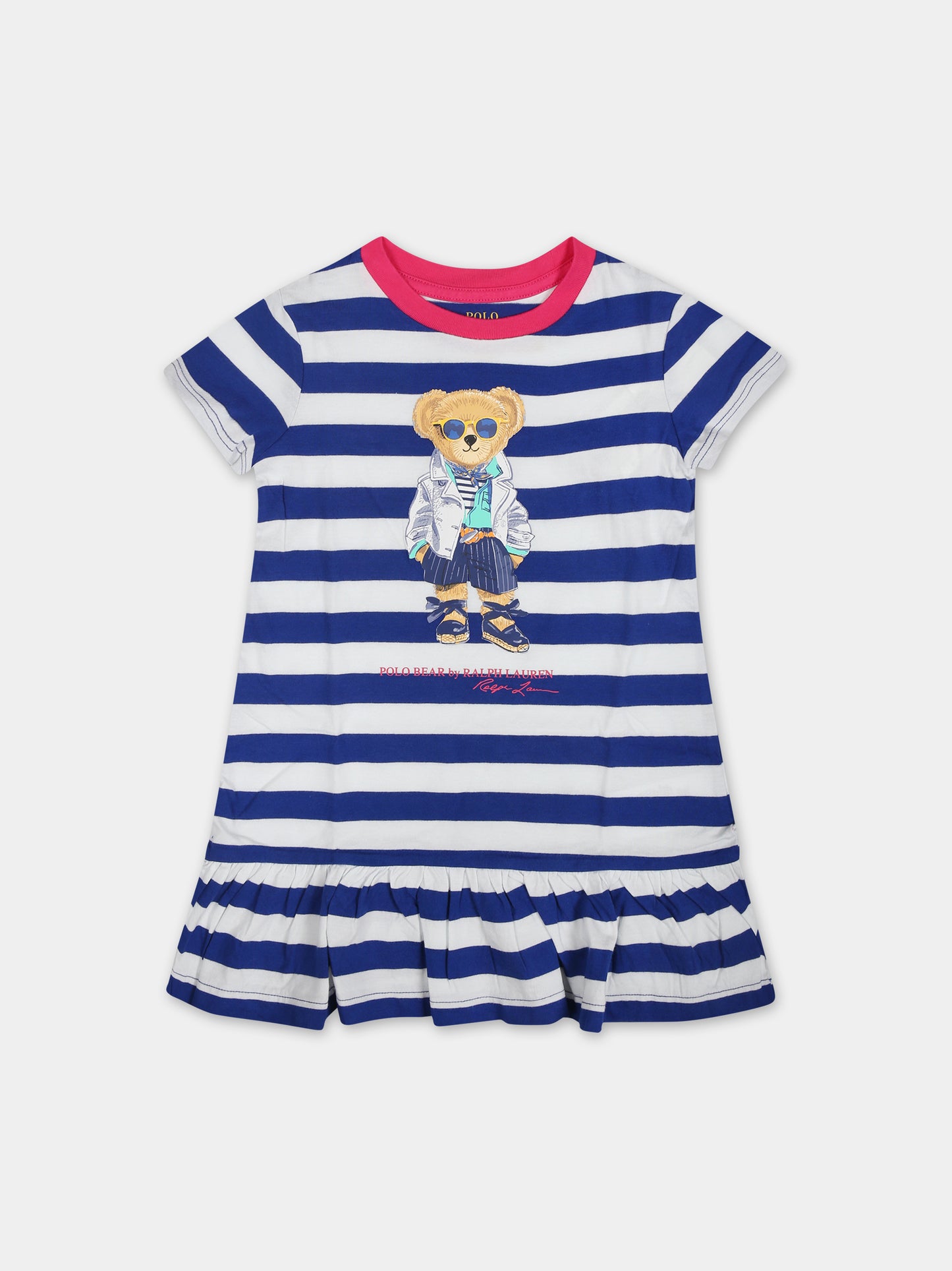 Vestito blu per neonata con Polo Bear,Ralph Lauren Kids,926019001
