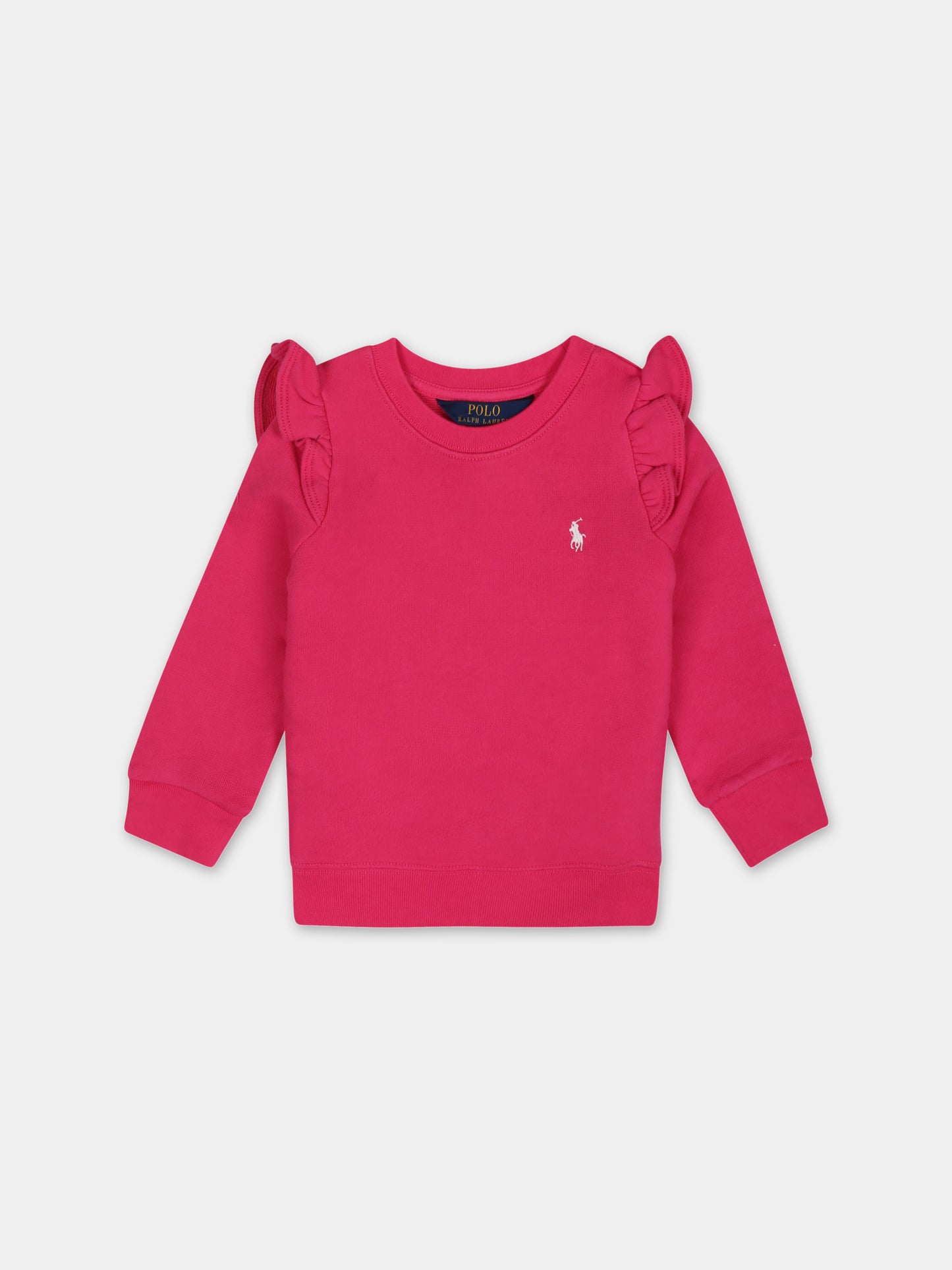 Felpa fucsia per neonata con cavallino,Ralph Lauren Kids,926497001