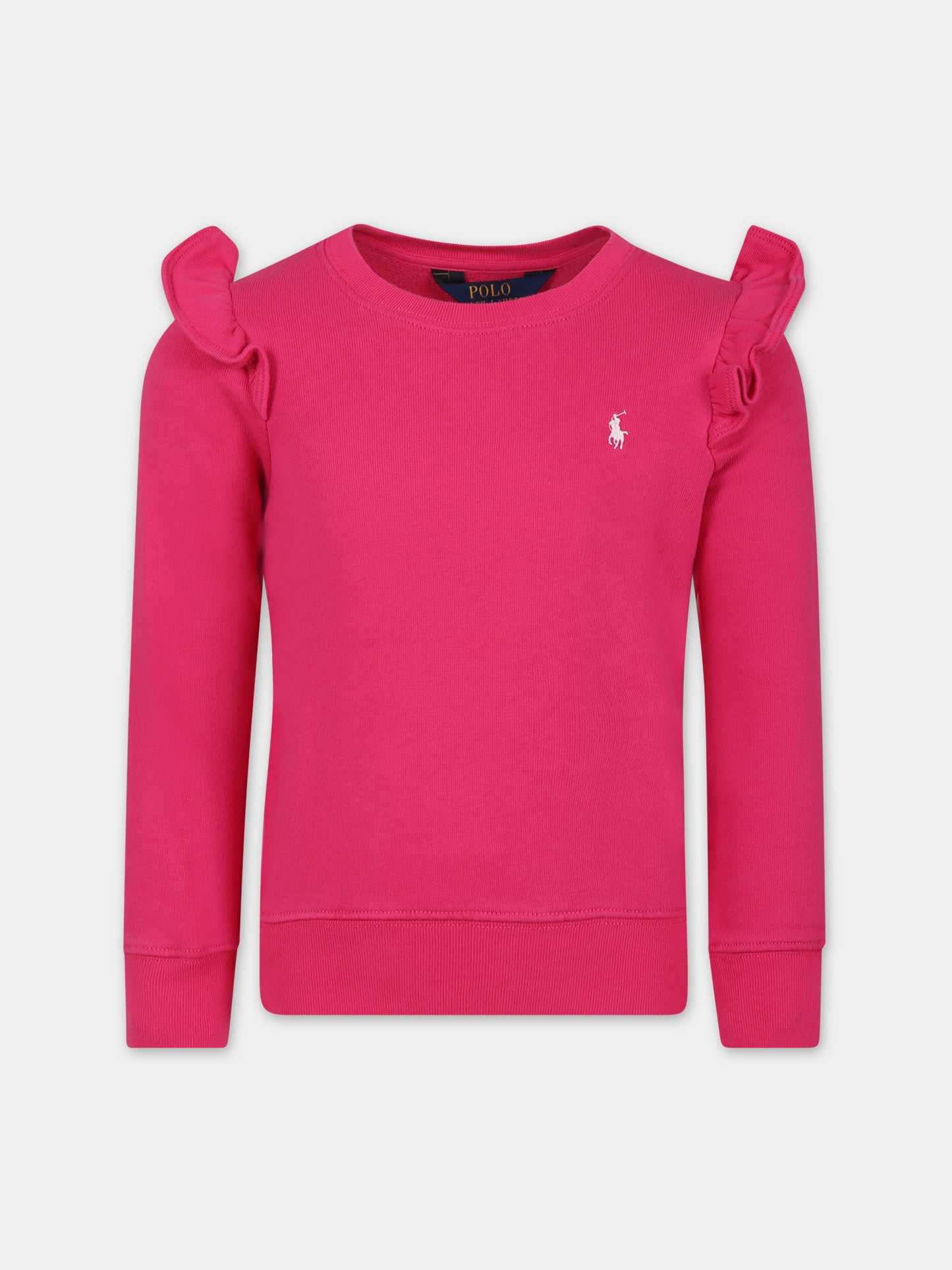 Felpa fucsia per bambina con cavallino,Ralph Lauren Kids,926497001