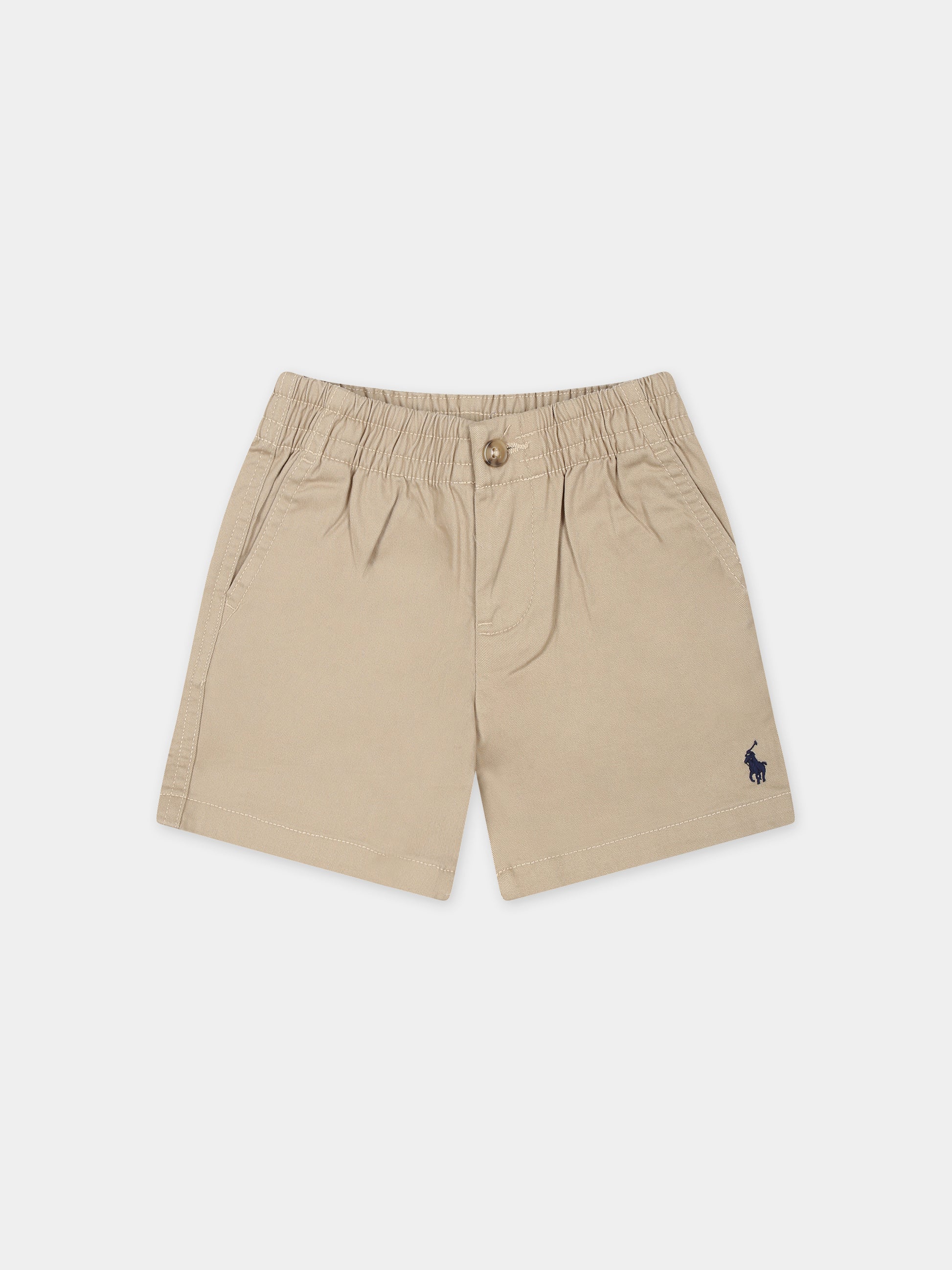 Shorts beige per neonato con ricamo,Ralph Lauren Kids,855350002