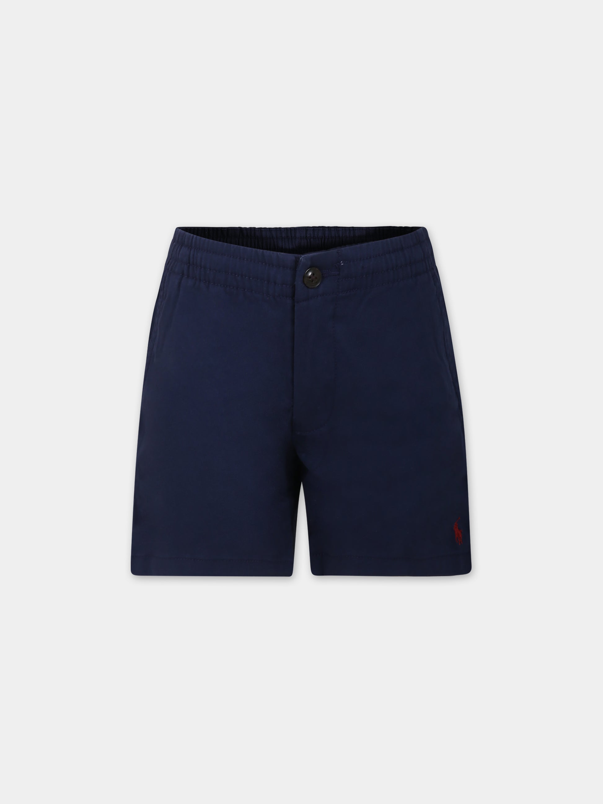 Shorts blu per bambino con pony  ricamato,Ralph Lauren Kids,855350011