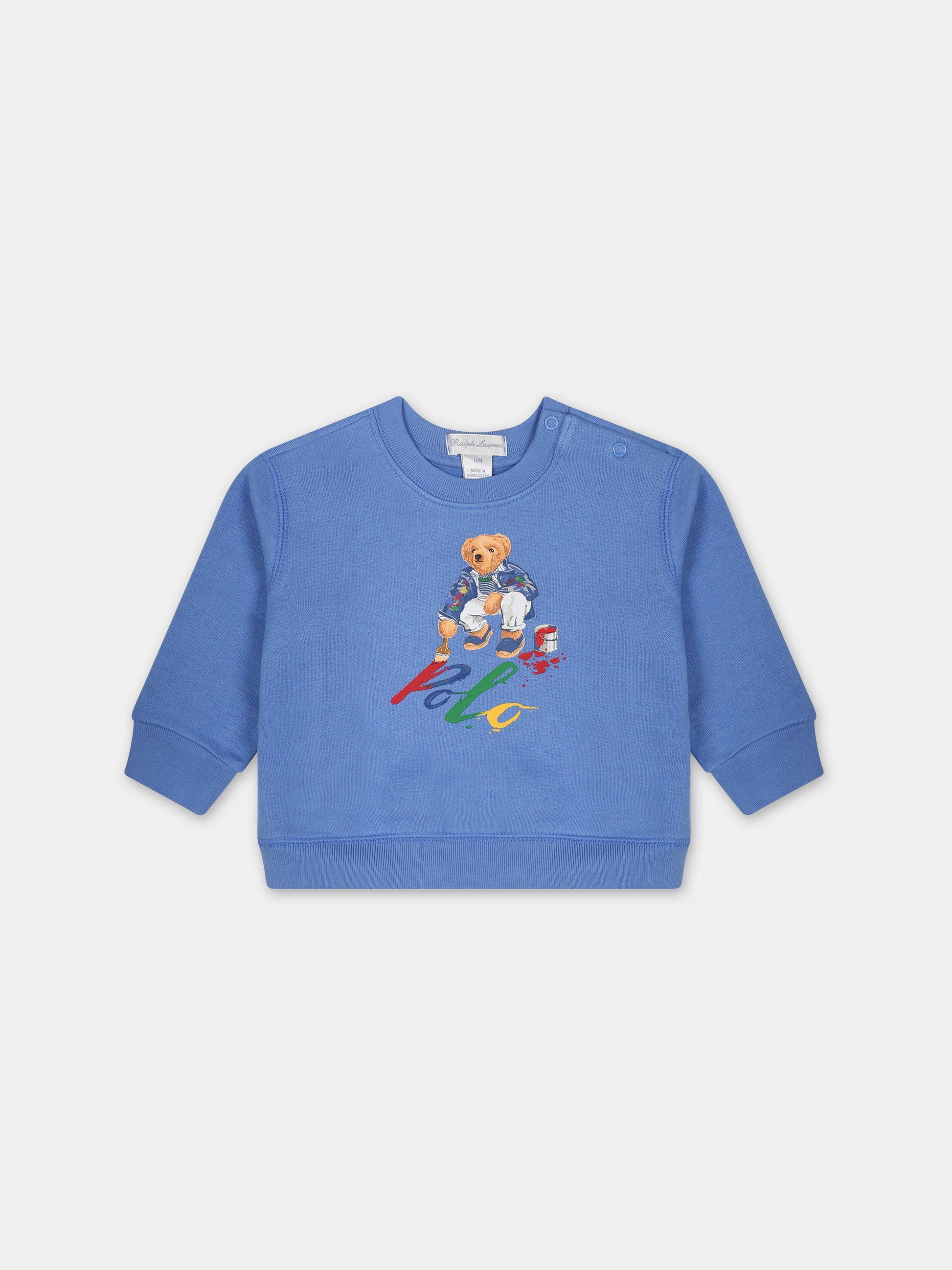 Felpa celeste per neonato con Polo bear,Ralph Lauren Kids,919722004
