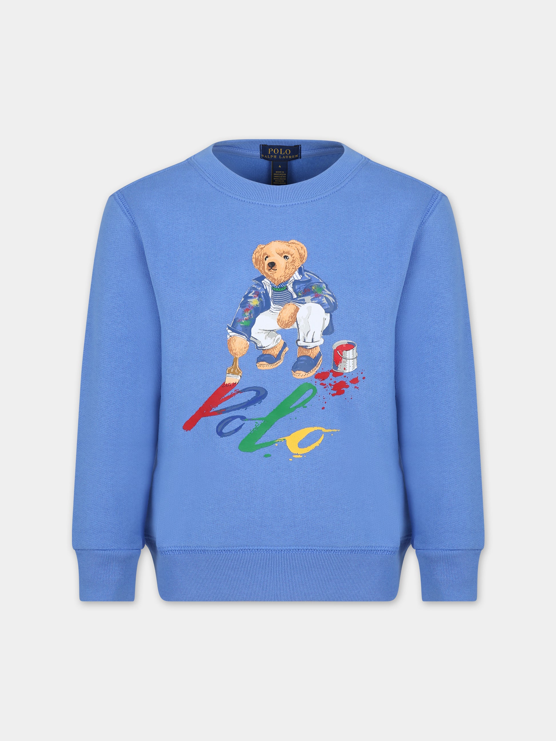 Felpa celeste per bambino con Polo bear,Ralph Lauren Kids,919722004