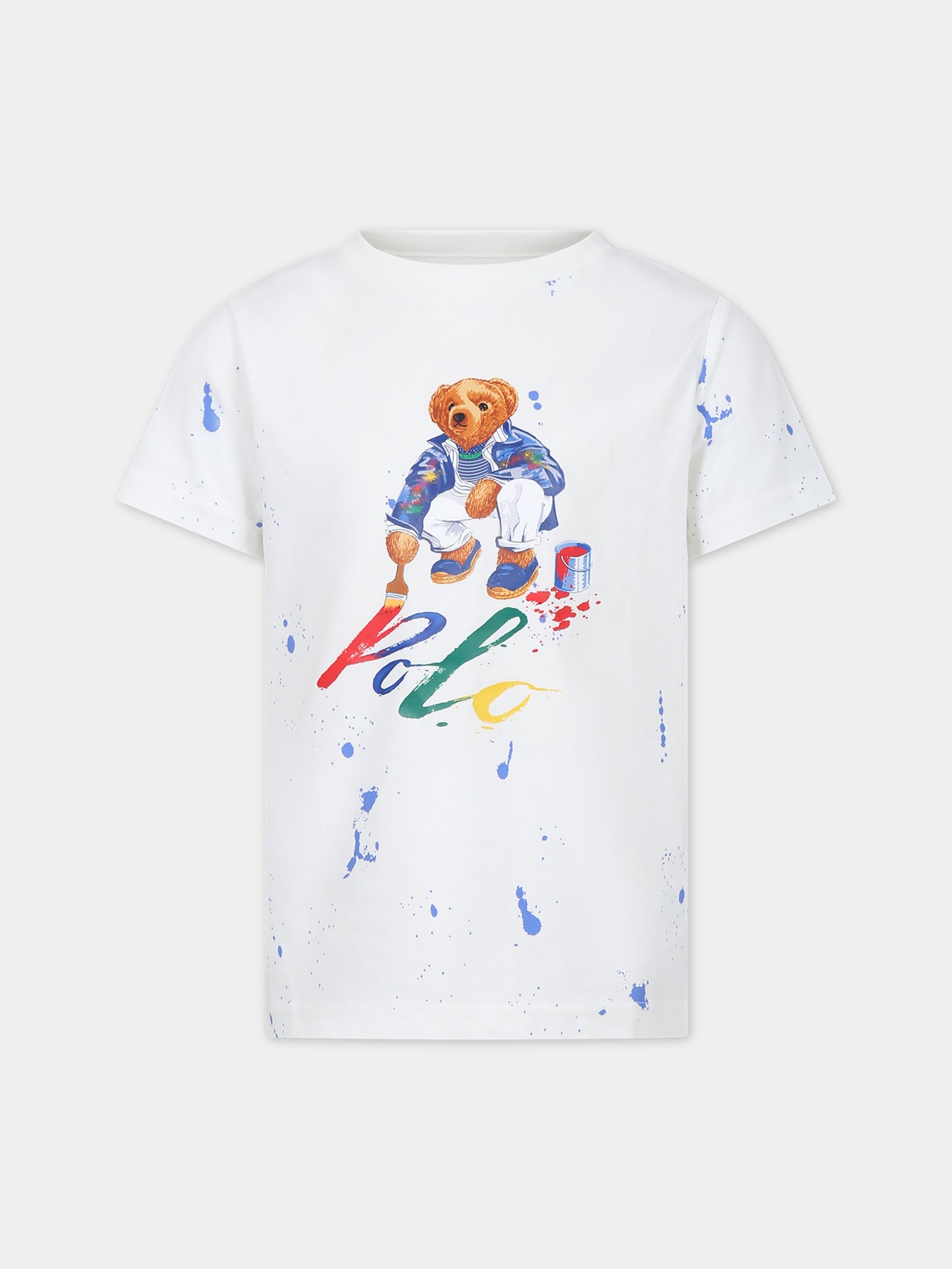 T-shirt bianca per bambino con Polo Bear,Ralph Lauren Kids,925604001