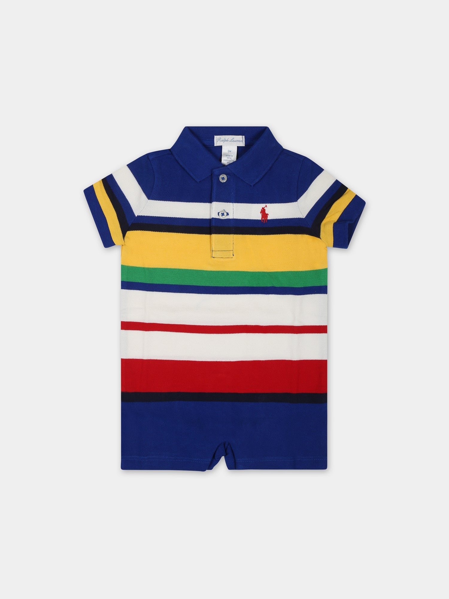 Pagliaccetto blu per neonato con cavallino,Ralph Lauren Kids,926952001