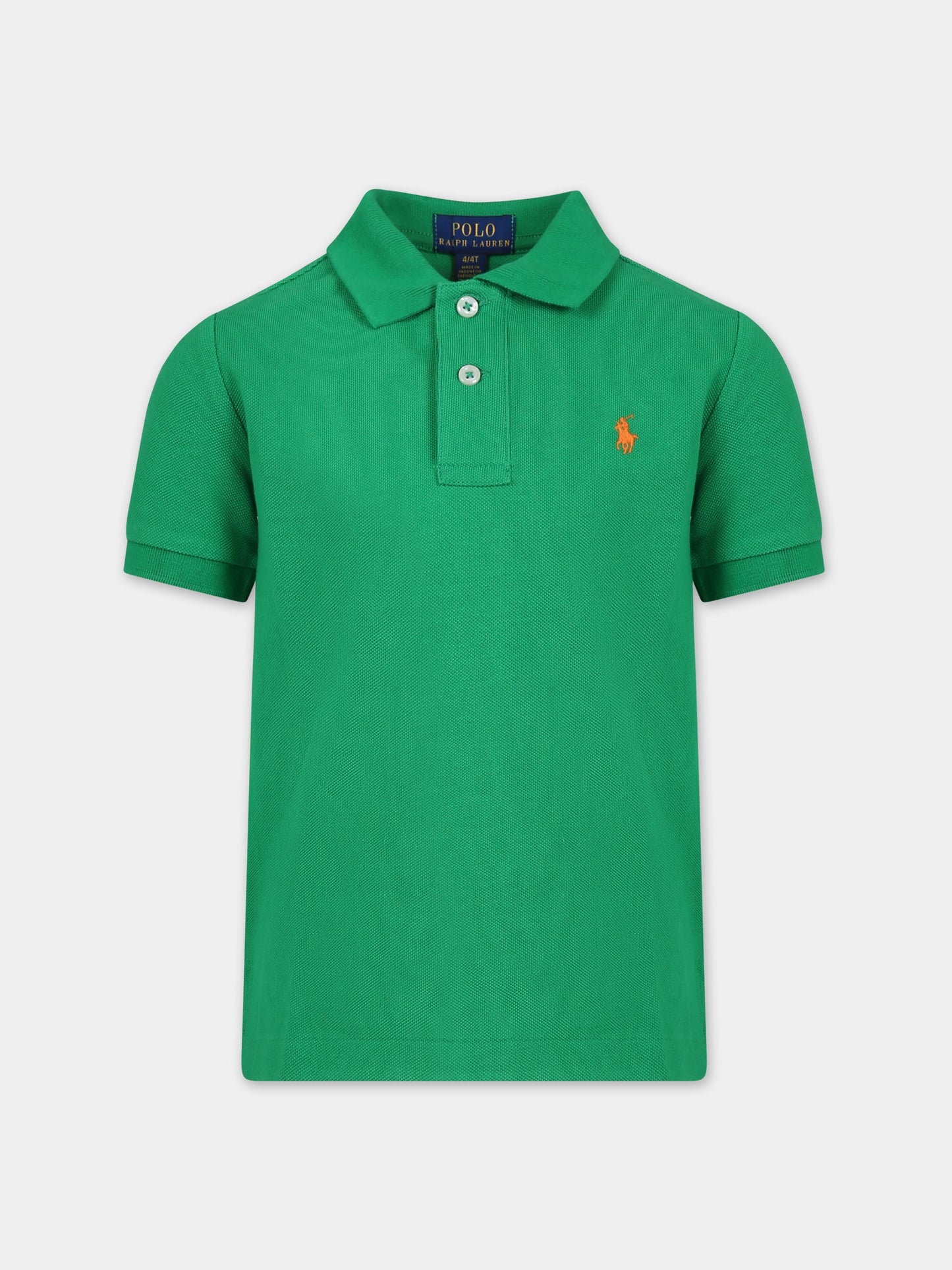 Polo verde per bambino con iconico cavallino,Ralph Lauren Kids,703632159