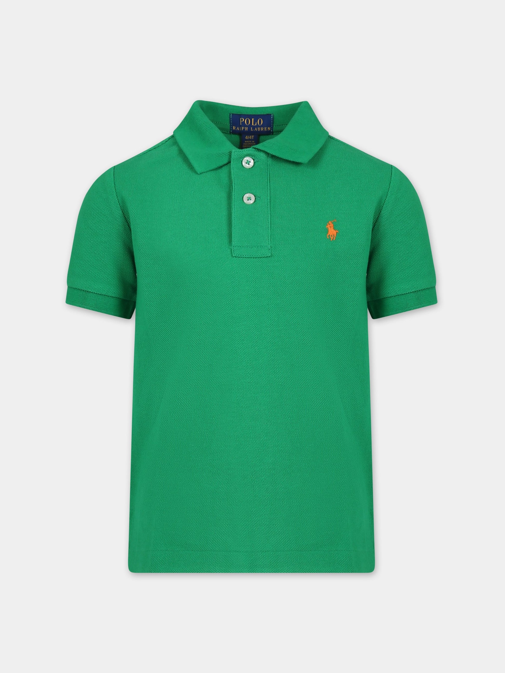 Polo verde per bambino con iconico cavallino,Ralph Lauren Kids,703632159