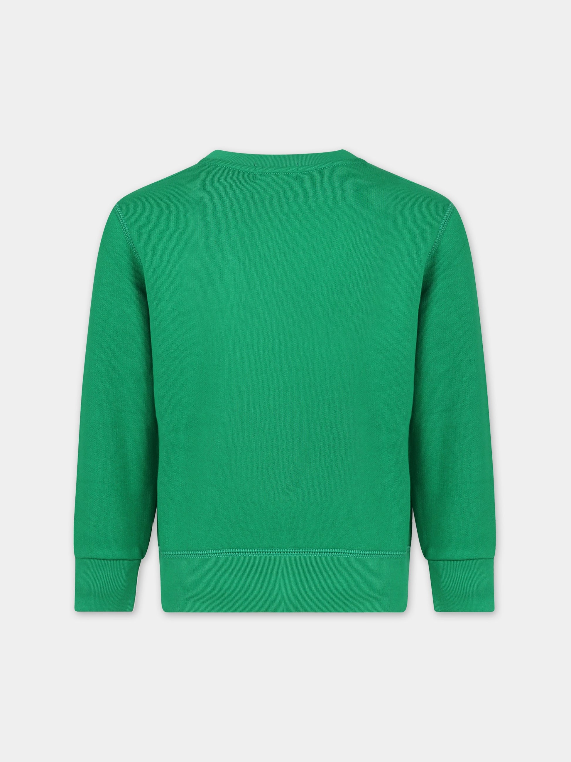 Felpa verde per bambino con iconico cavallino,Ralph Lauren Kids,799359035