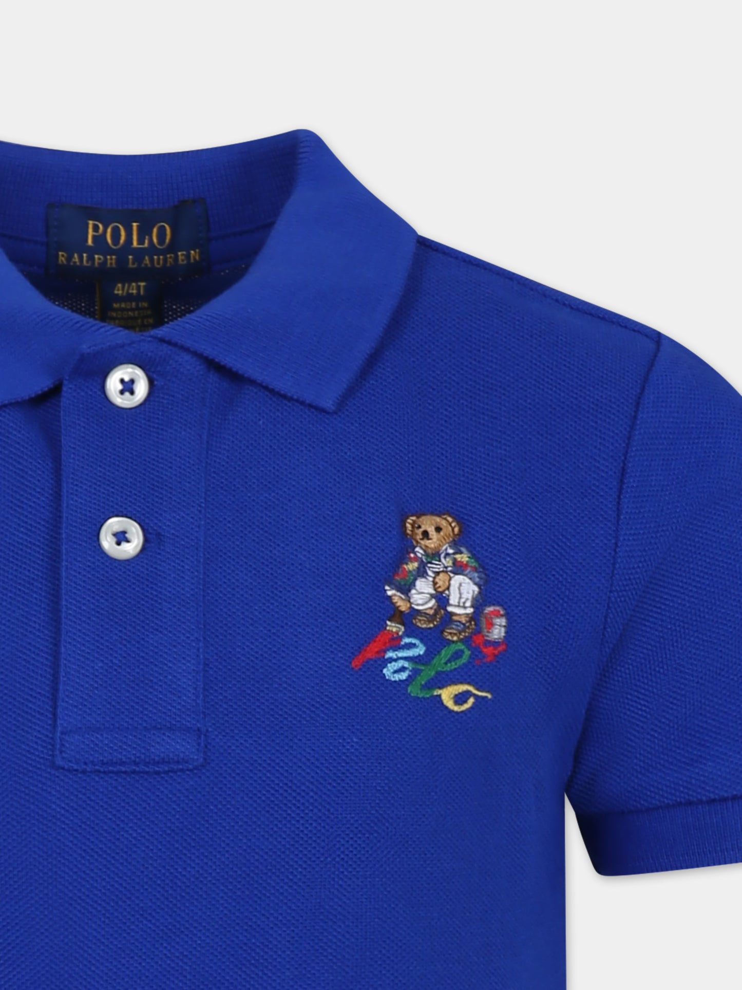 Polo blu per bambino con Polo Bear,Ralph Lauren Kids,853788011